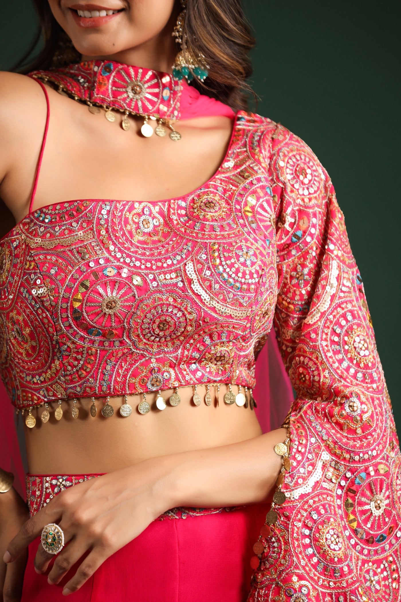 Rani Pink Embellished Kurta Set