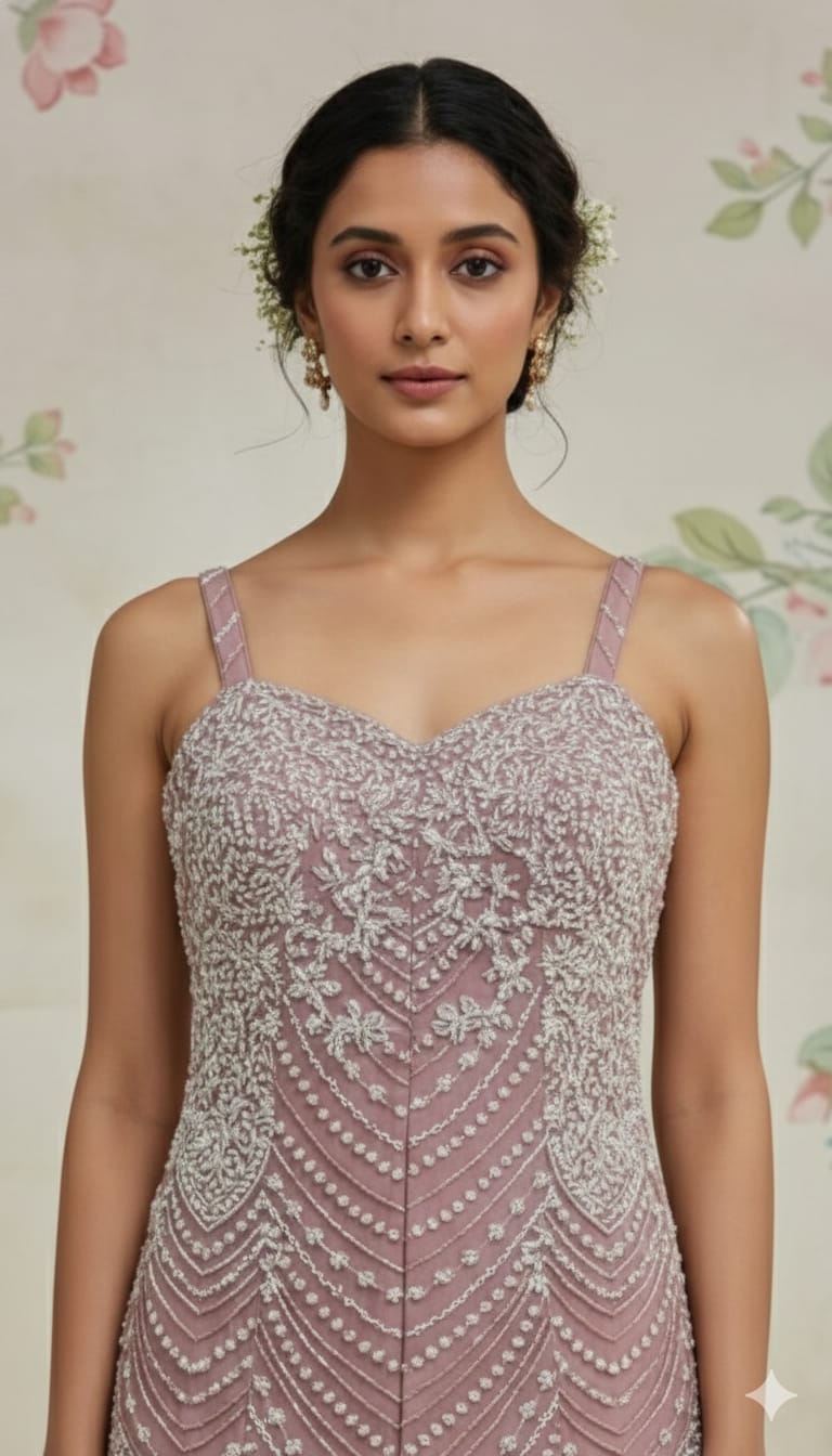 Pale Pink Embroidered Premium Organza Palazzo Set