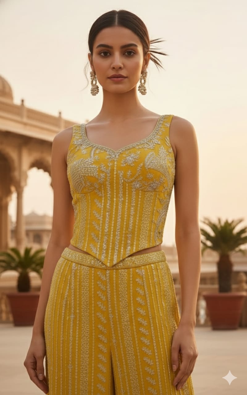 Marigold Georgette Silk Palazzo Set