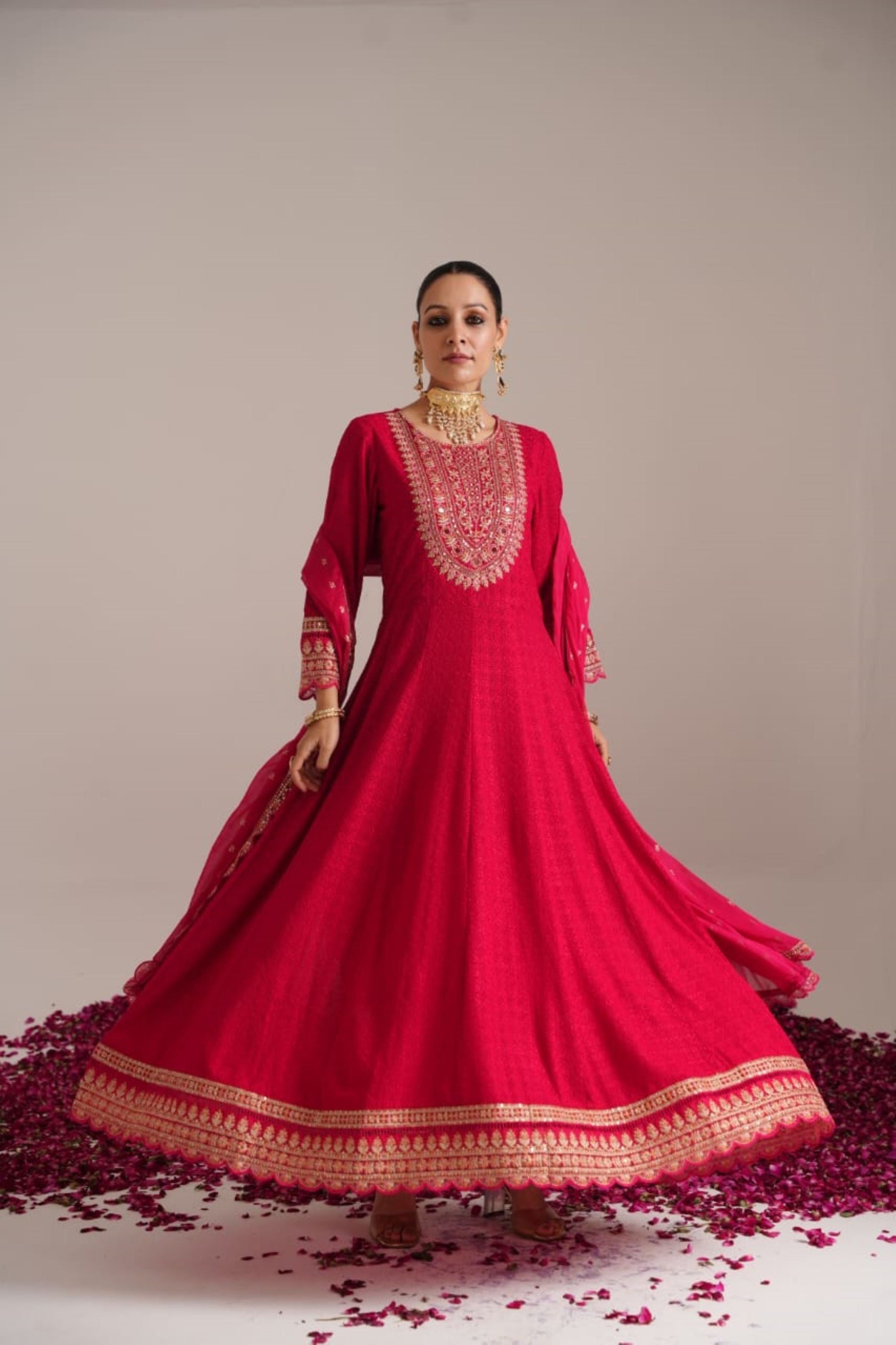 Pink Chikankari Embroidered Georgette Silk Anarkali Set