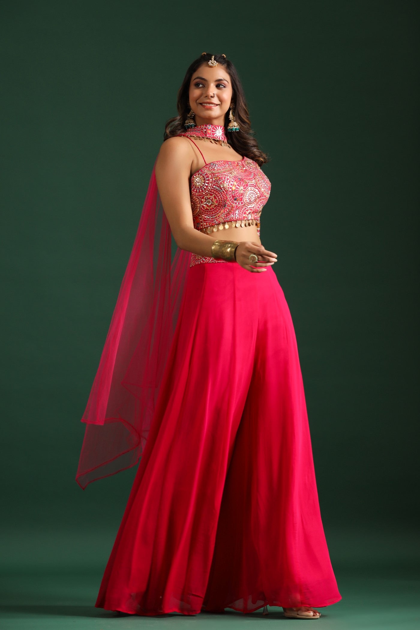 Rani Pink Embellished Palazzo Set