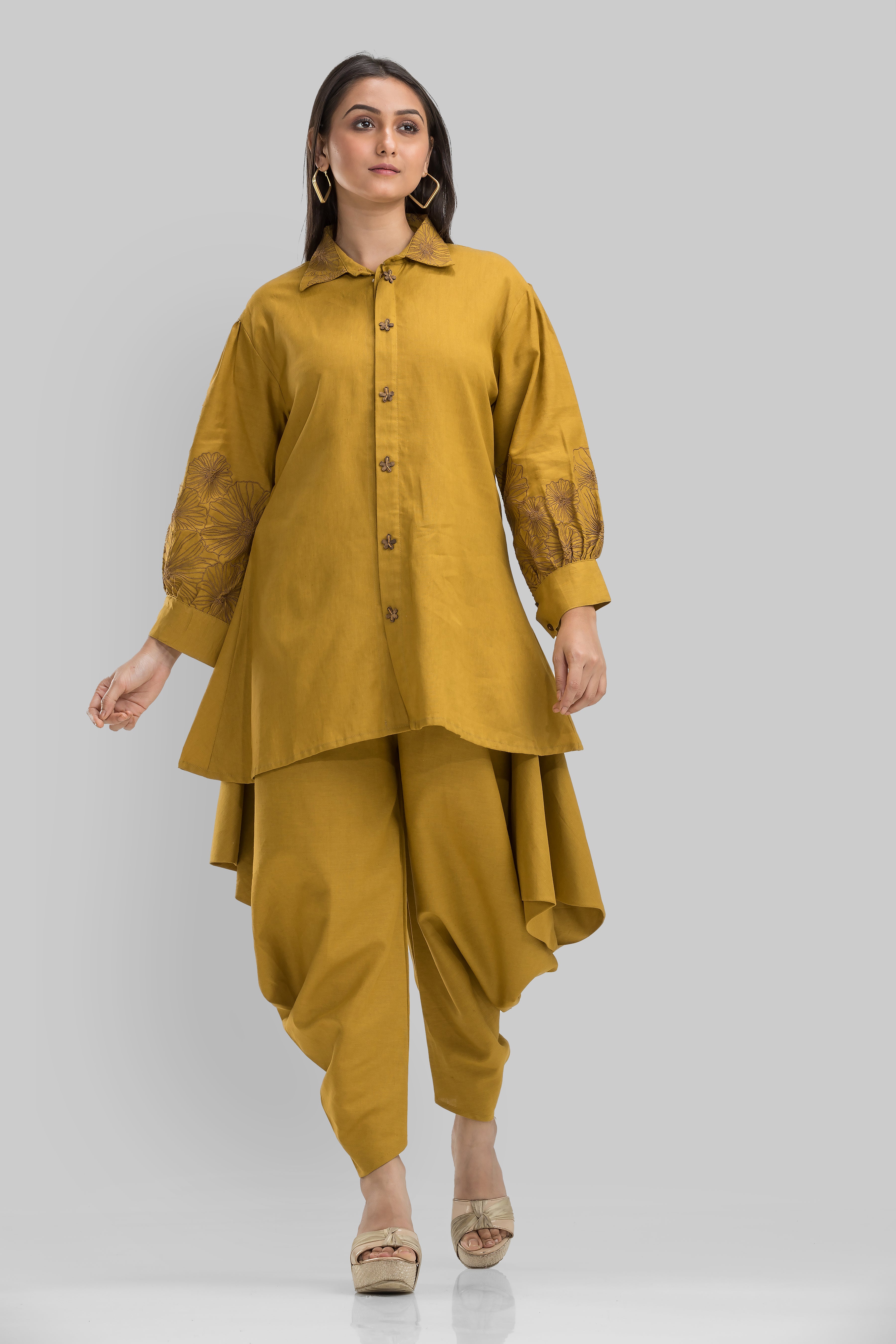 Ochre Yellow Embroidered Co-ord Set