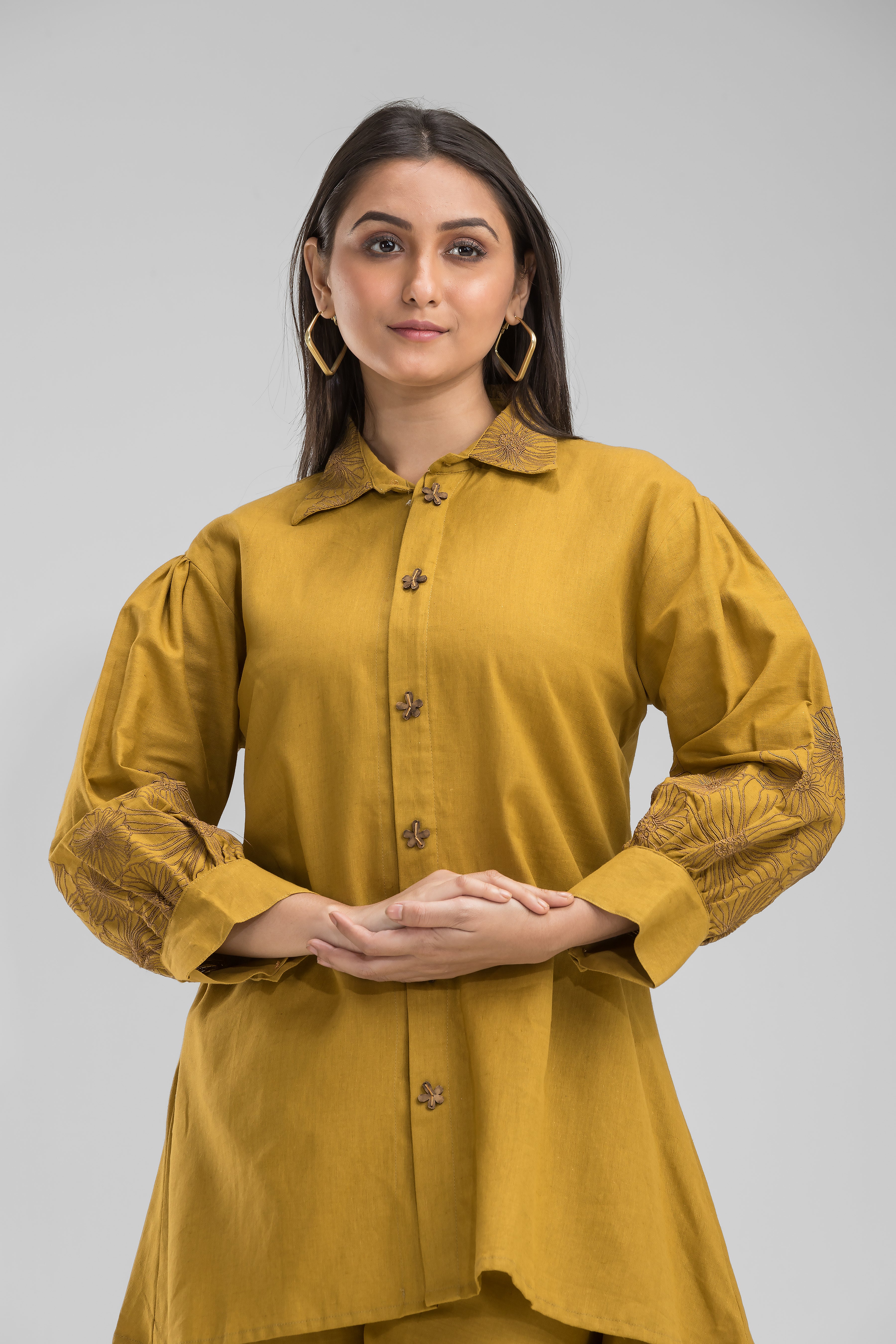 Ochre Yellow Embroidered Co-ord Set