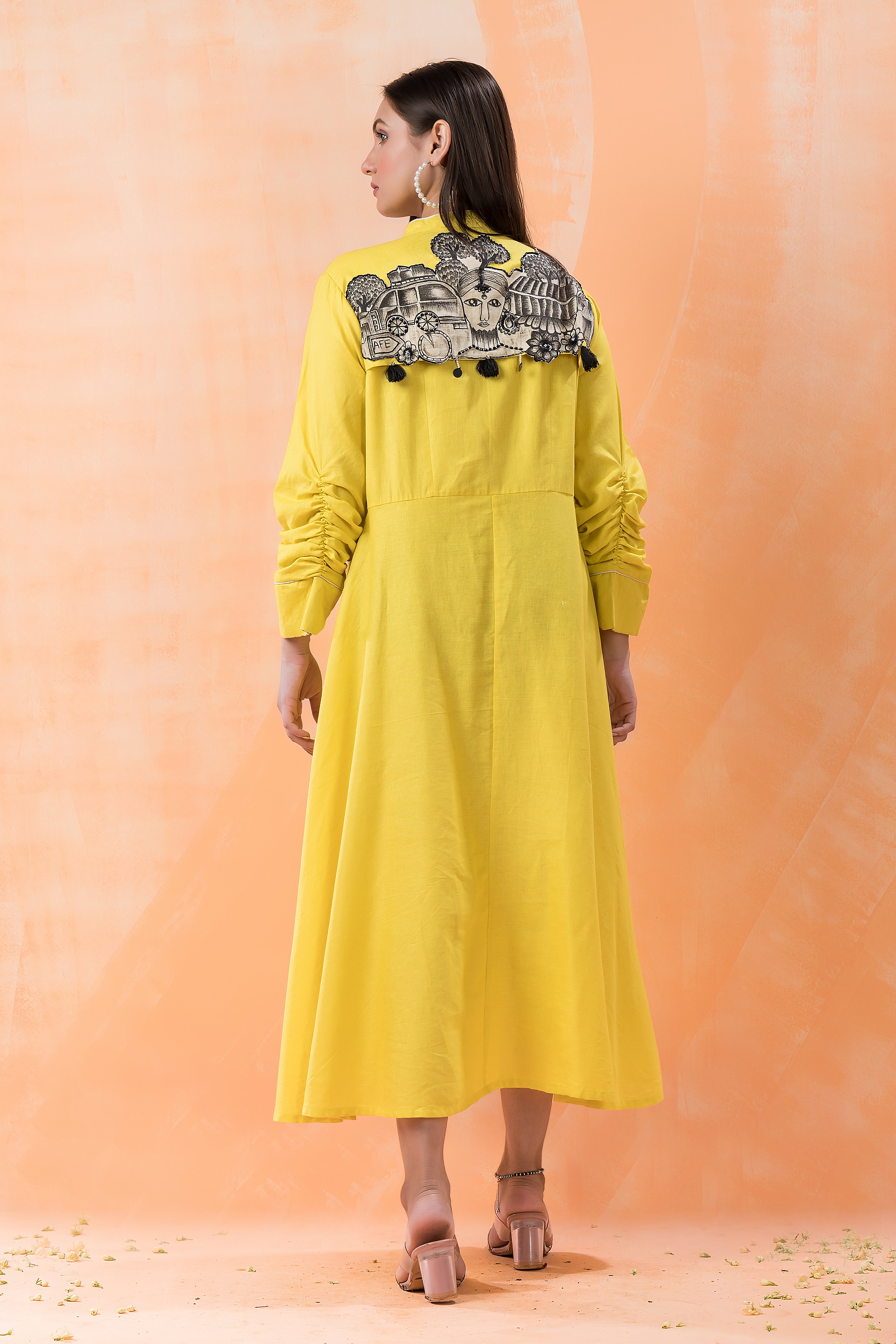 Bright Yellow Embroidered Dress