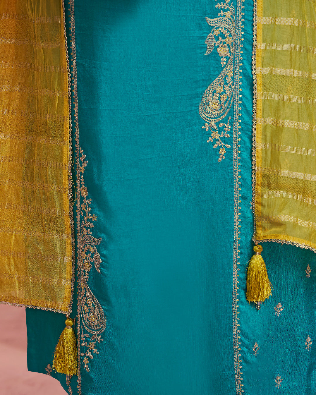 Cerulean Sun-Grace Embellished Dola Silk Pant Set
