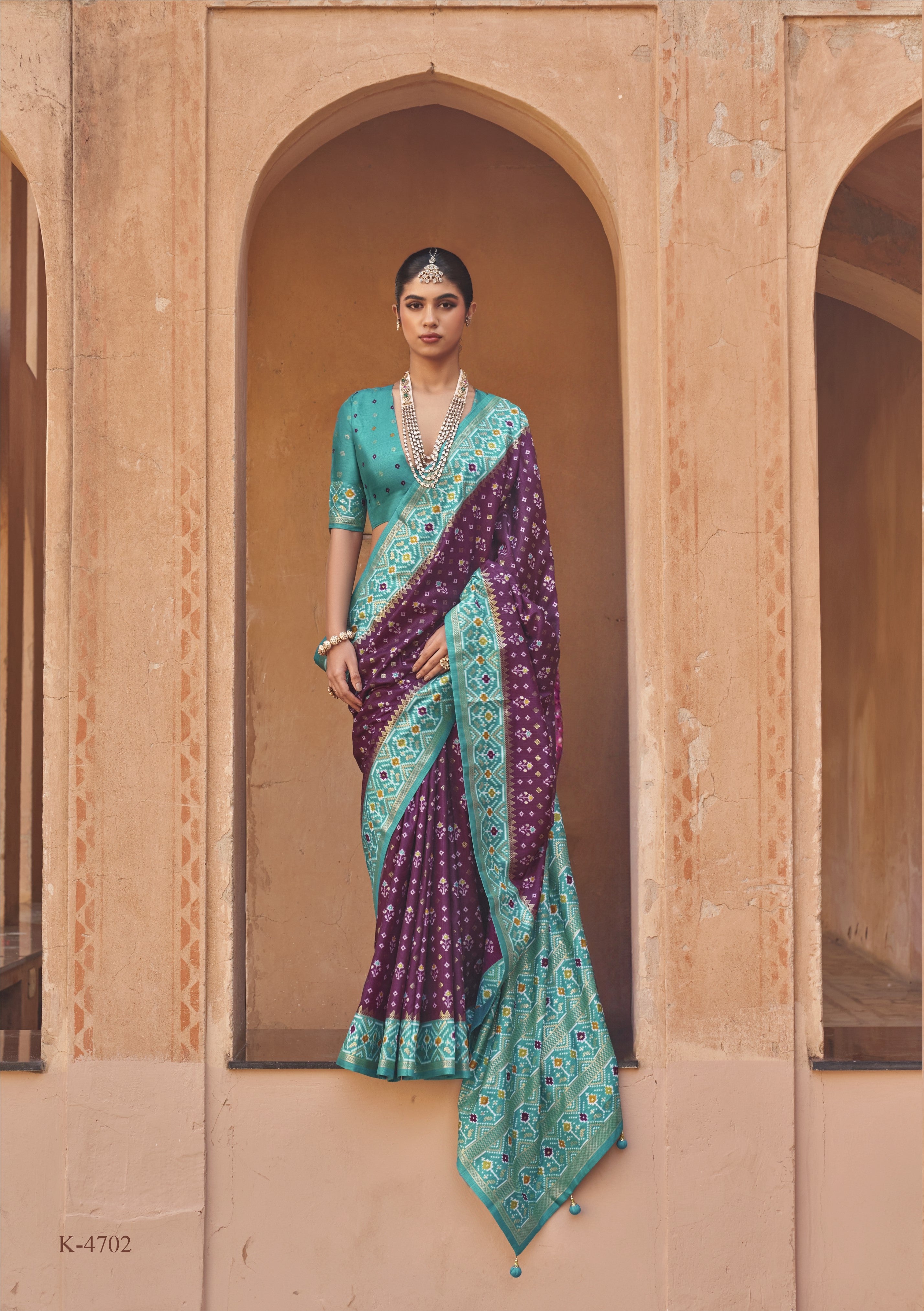 Amethyst Printed Premium Silk Saree