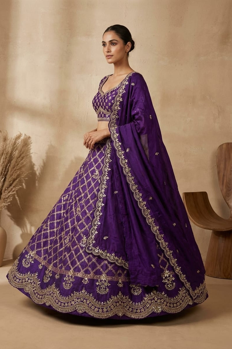 Purple Royale Embellished Premium Silk Lehenga Set