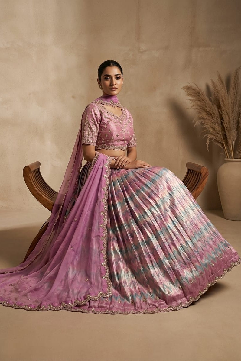 Orchid Embellished Premium Satin Silk Lehenga Set