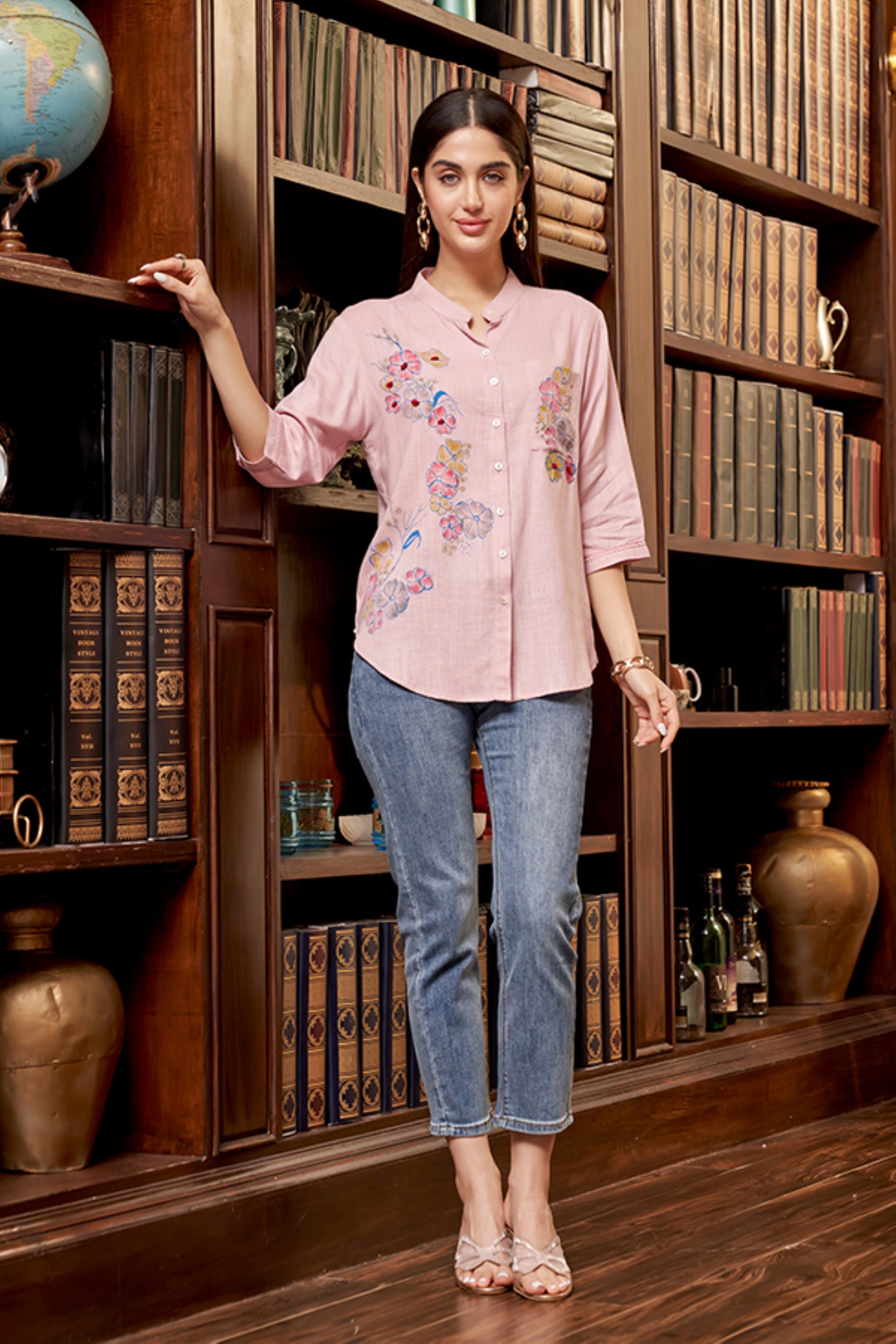 Pink Floral Printed Organic Cotton Top