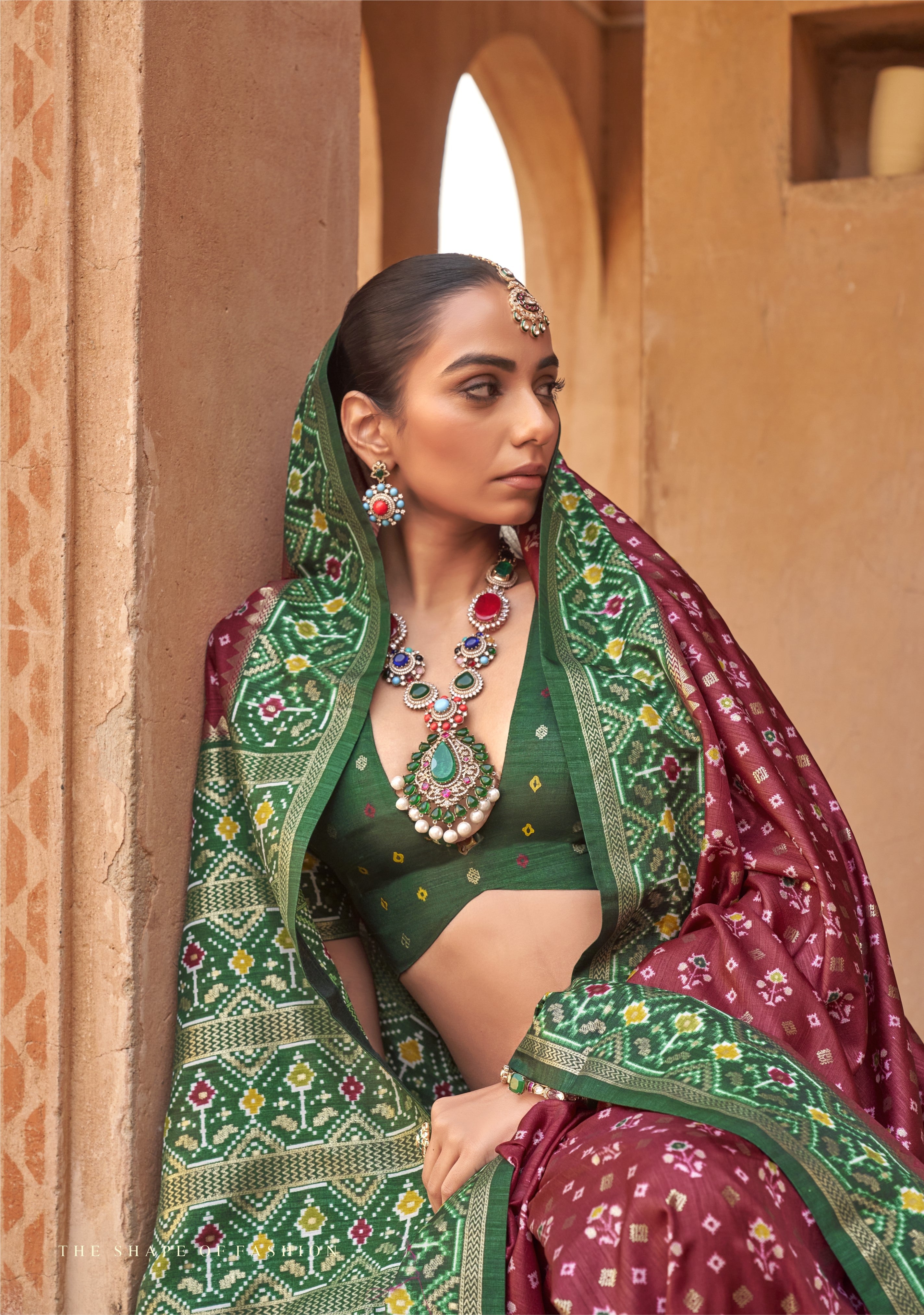 Wine Printed Premium Silk Saree