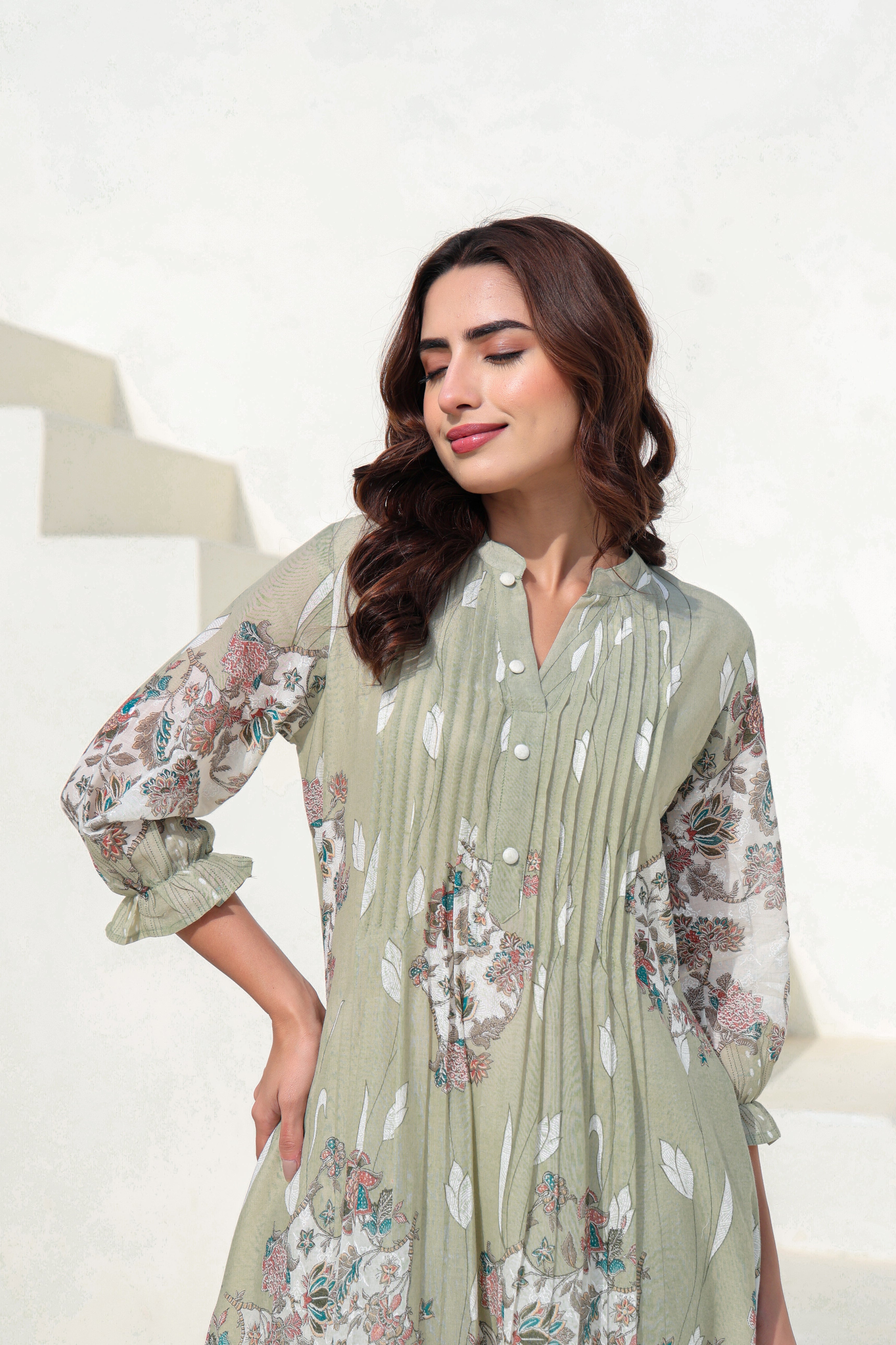 Sage Flora Printed Cotton Co-Ord Set