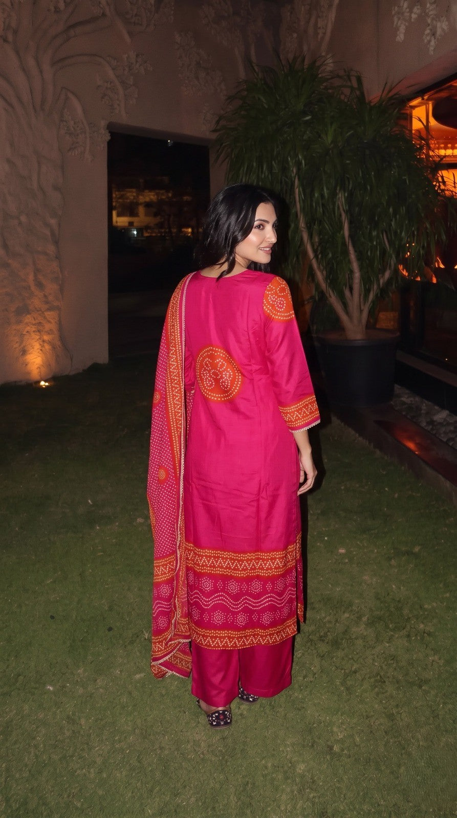 Rani Pink Embellished Crepe Silk Palazzo Set