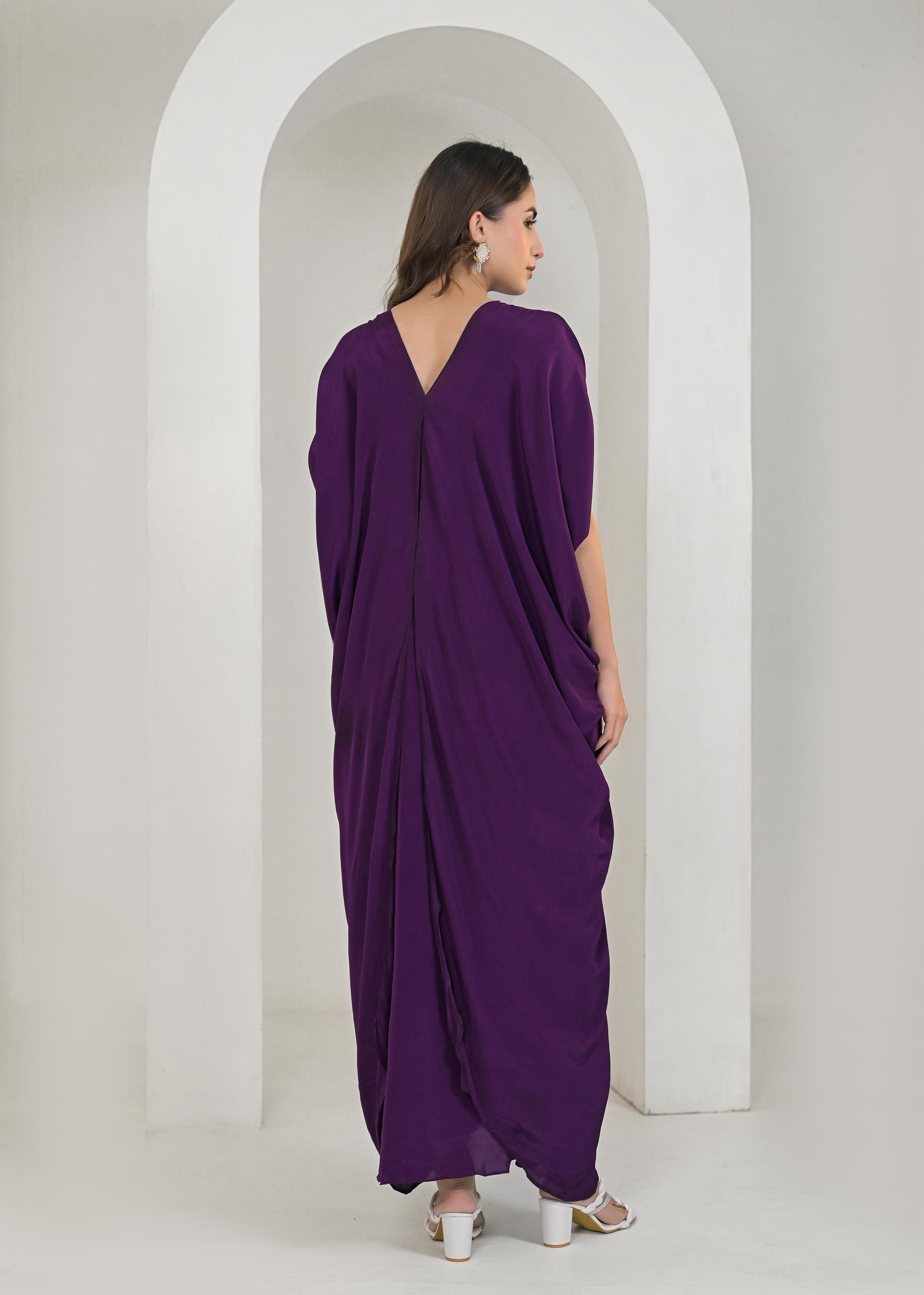 Purple Embellished Premium Silk Gown