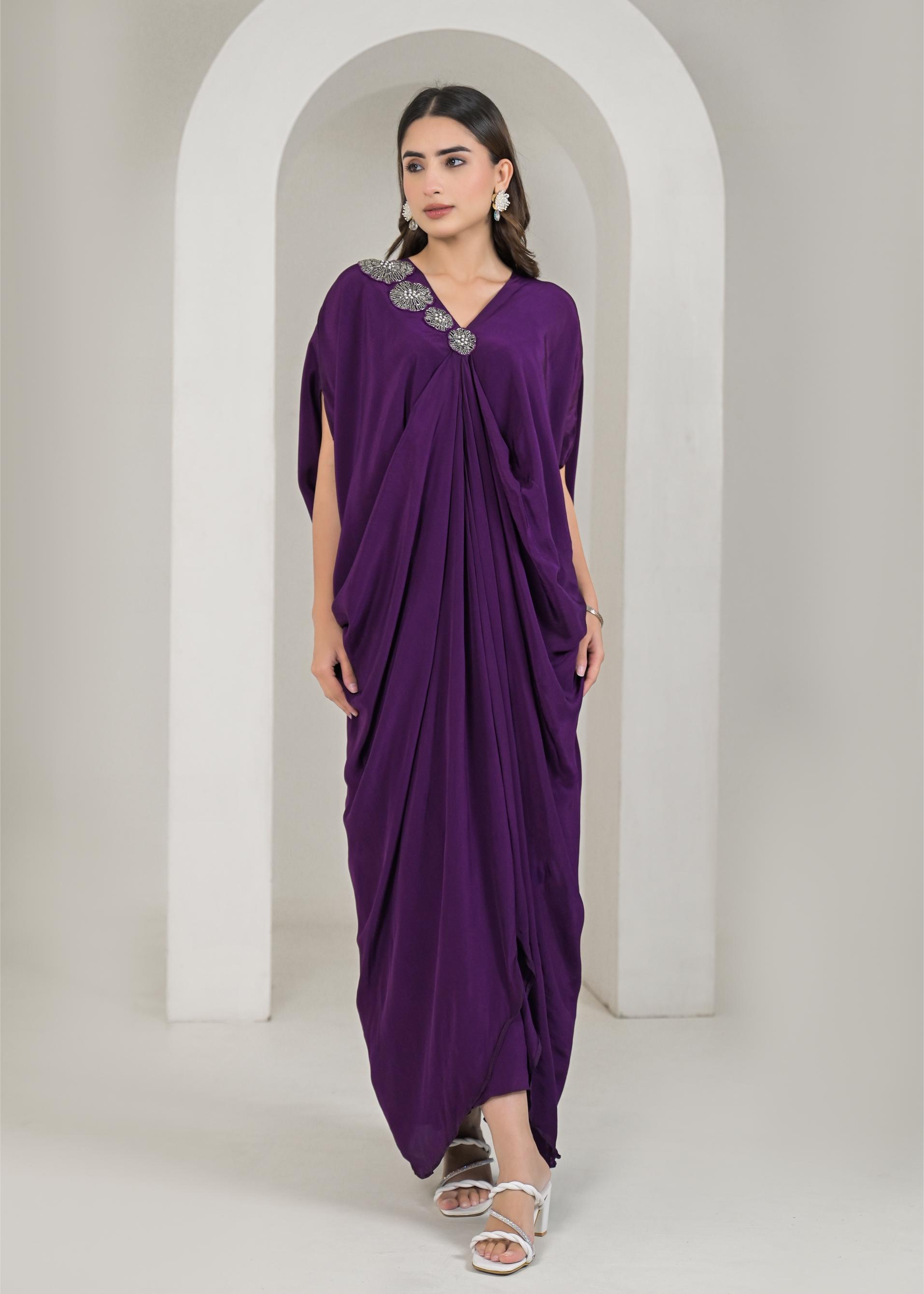 Purple Embellished Premium Silk Gown