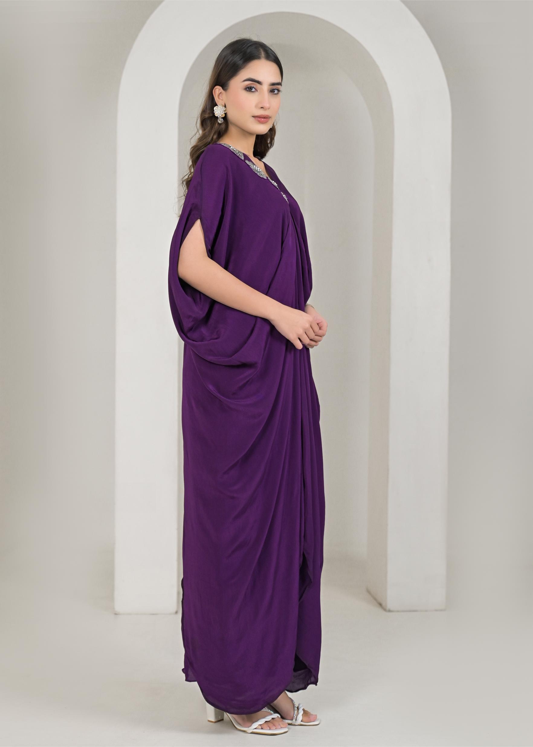 Purple Embellished Premium Silk Gown