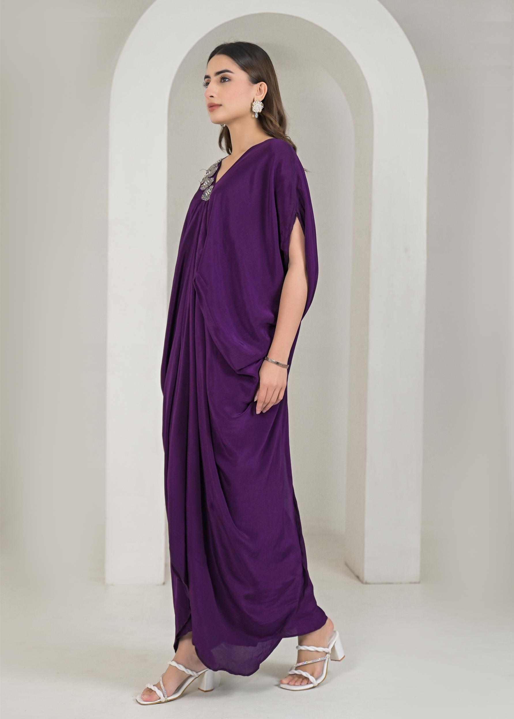 Purple Embellished Premium Silk Gown