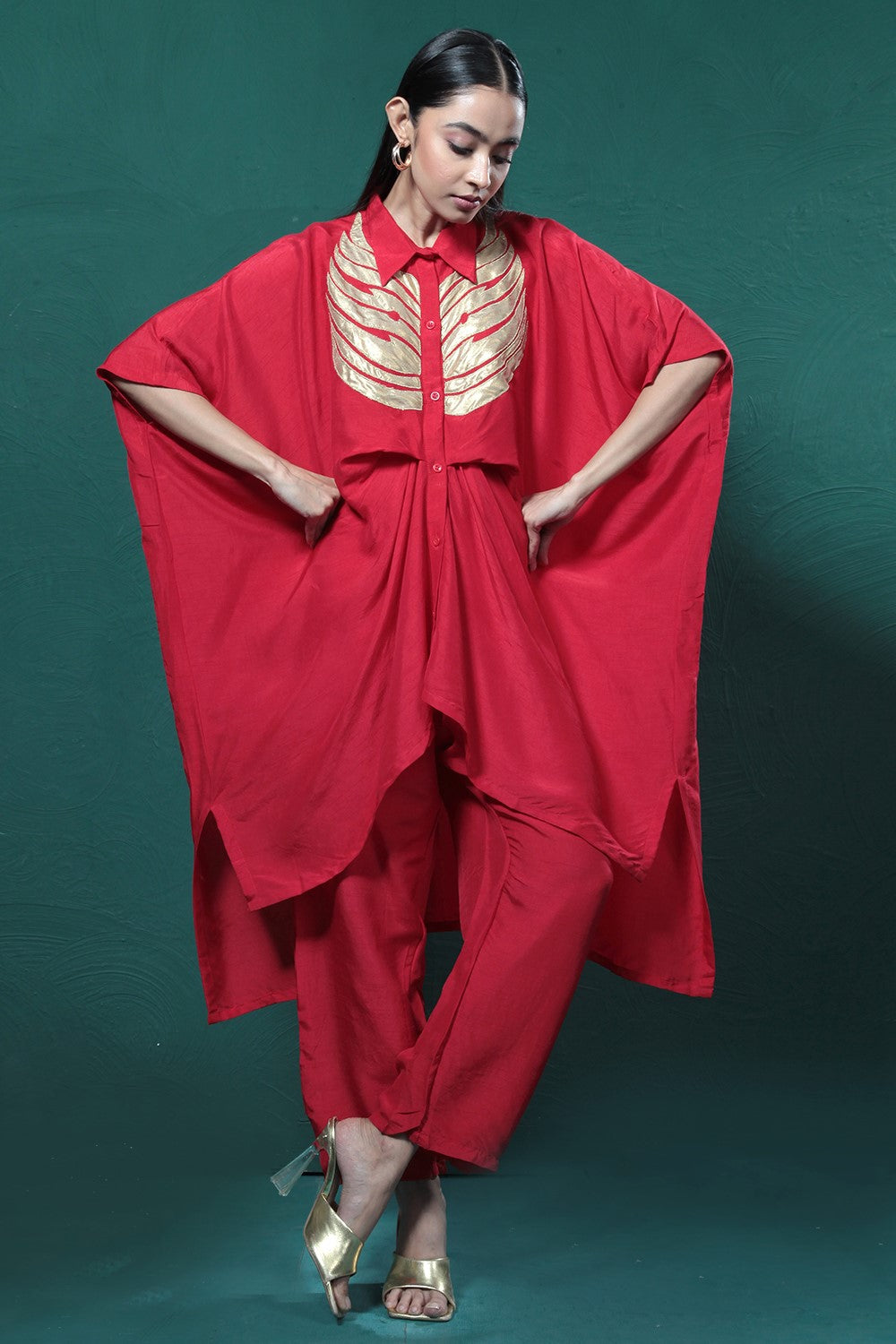 Red Gold Detailing Co-Ord Set