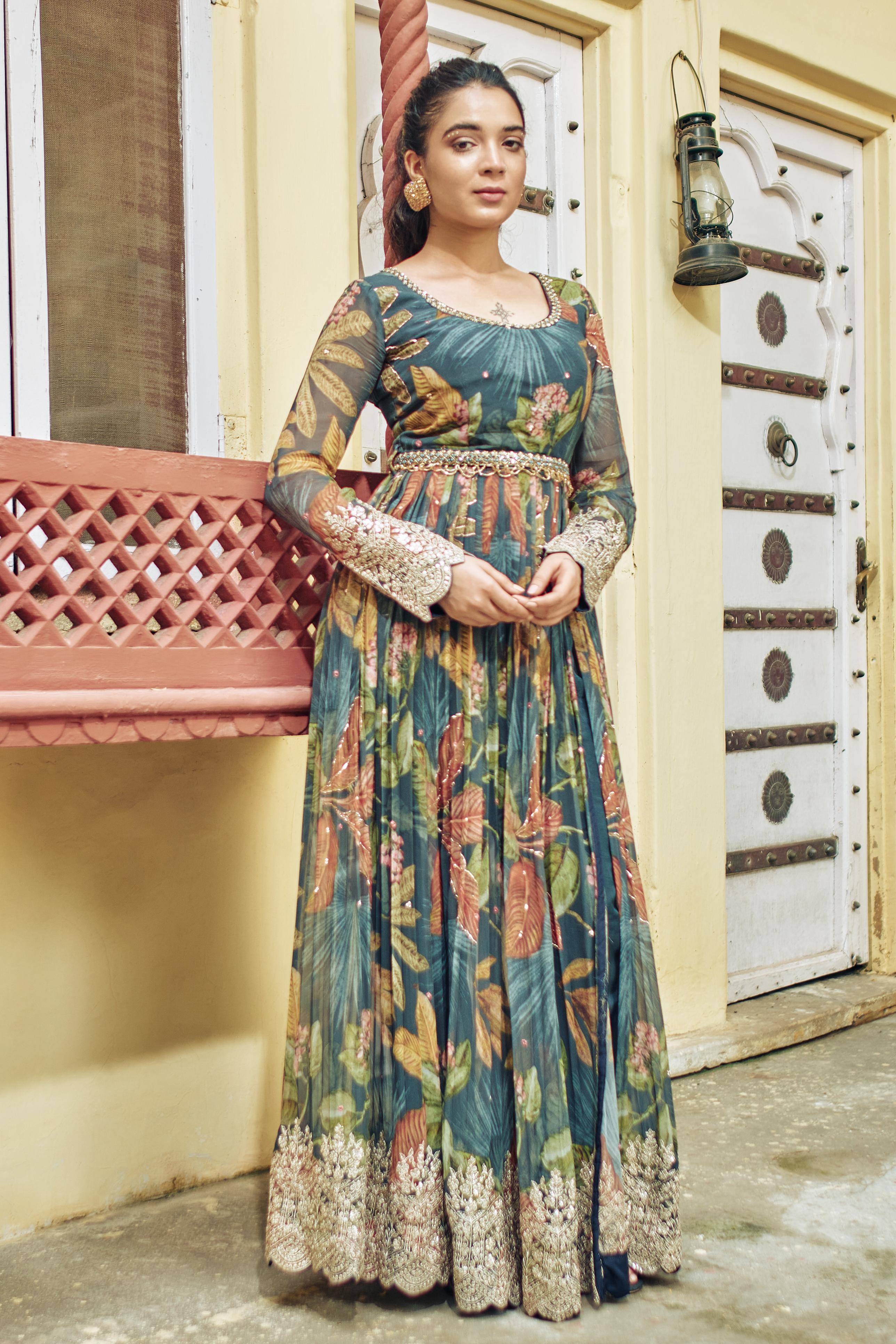 Silk best sale gown frock