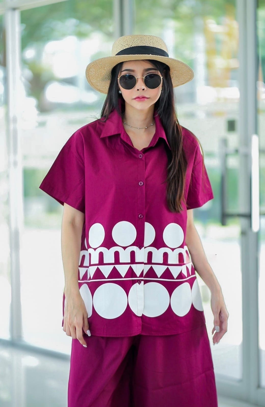 Purple Plastisol Printed Cotton Co-Ord Set