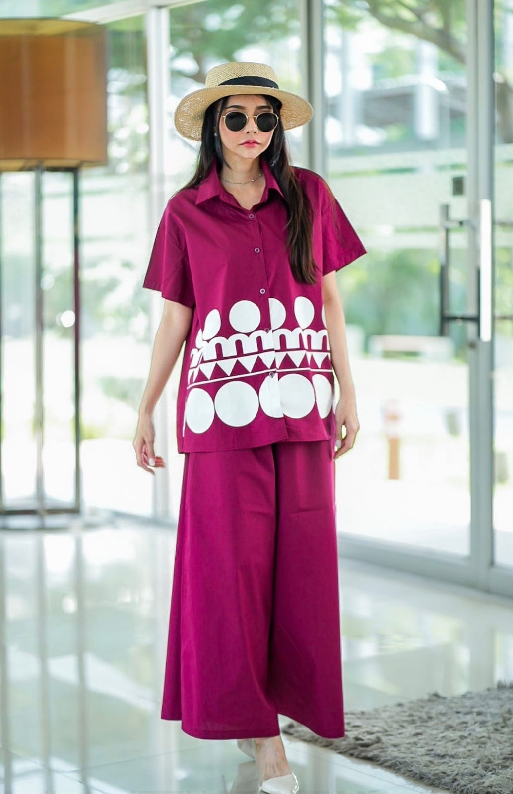 Purple Plastisol Printed Cotton Co-Ord Set