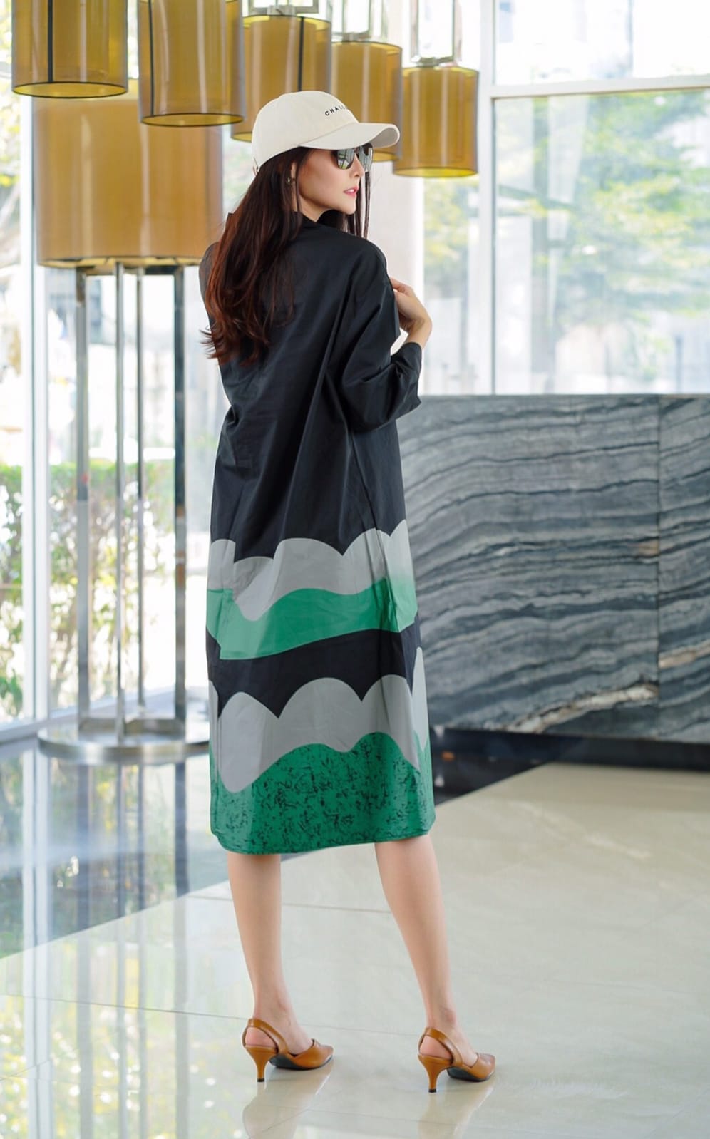Black Abstract Printed Tunic Dress