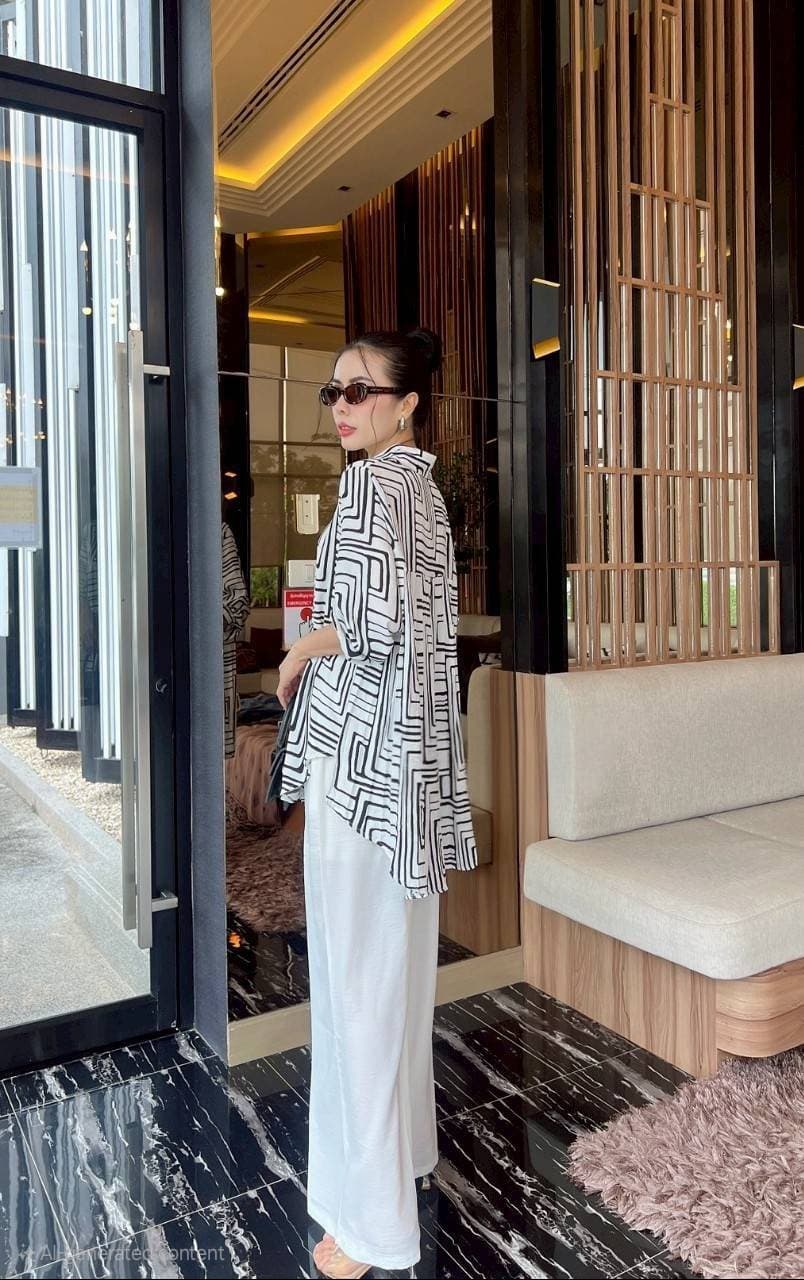 White Sublimation Print Rayon Co-Ord Set