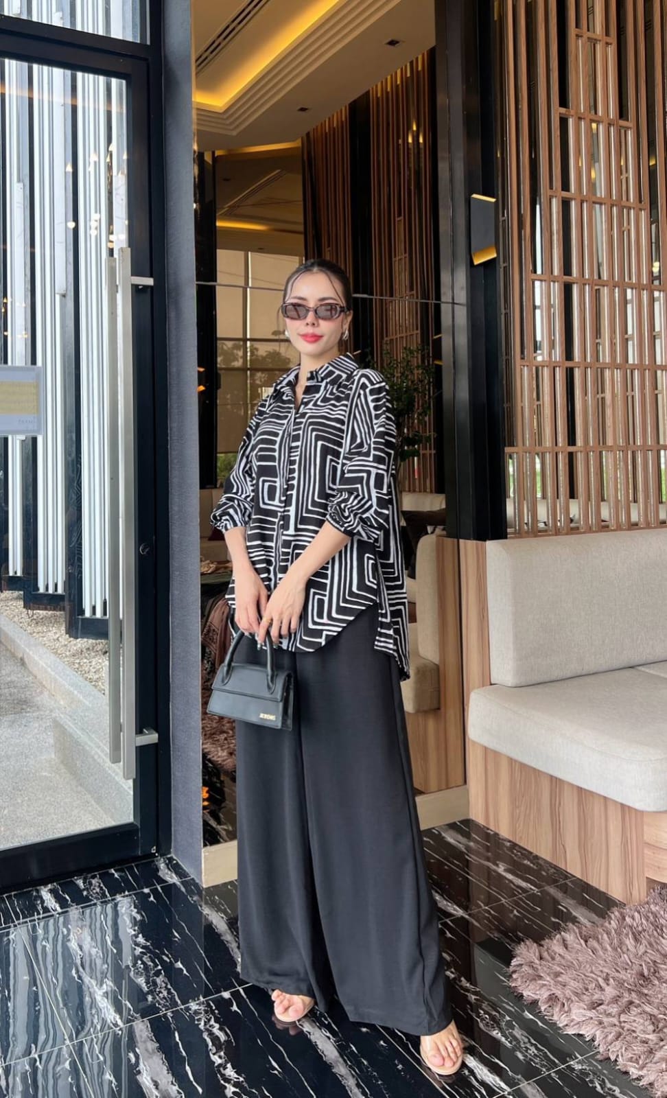 Hot Black Sublimation Print Rayon Co-Ord Set