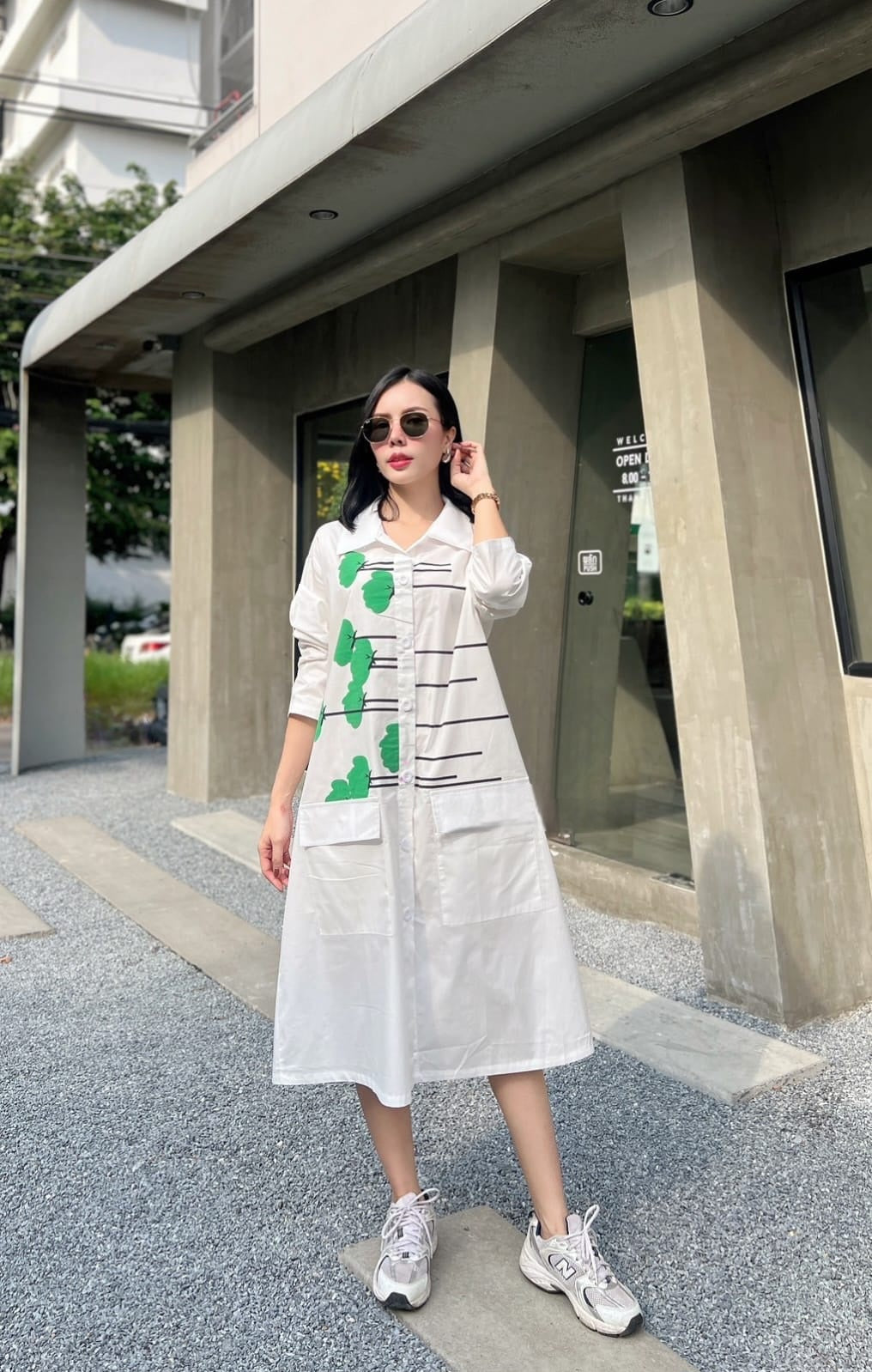 White Floral Strings Tunic Dress