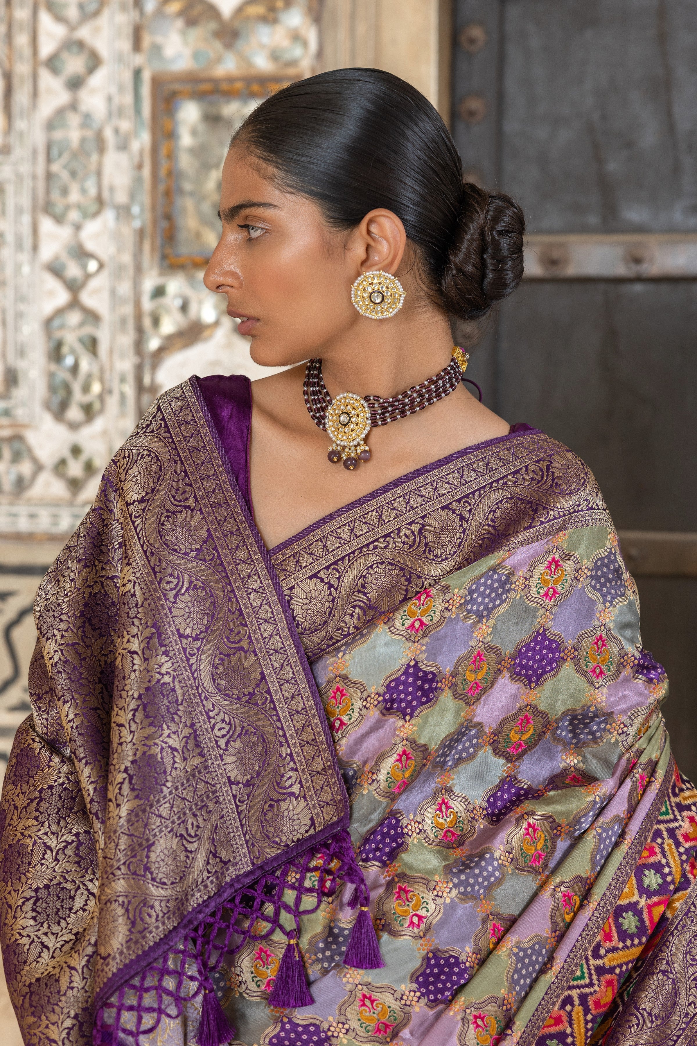 Purple Woven Gajji Silk Saree