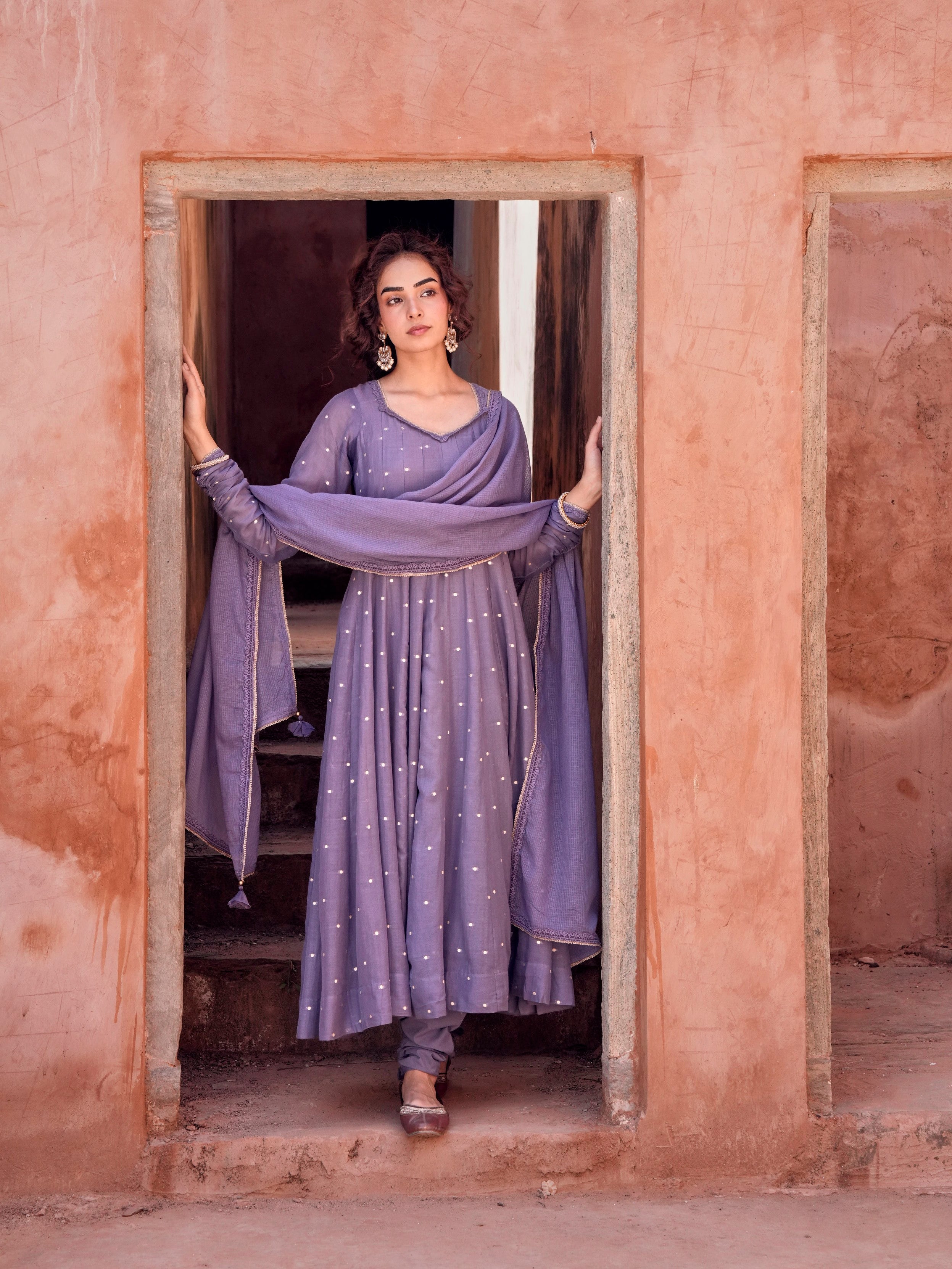 Lavender Anarkali Set
