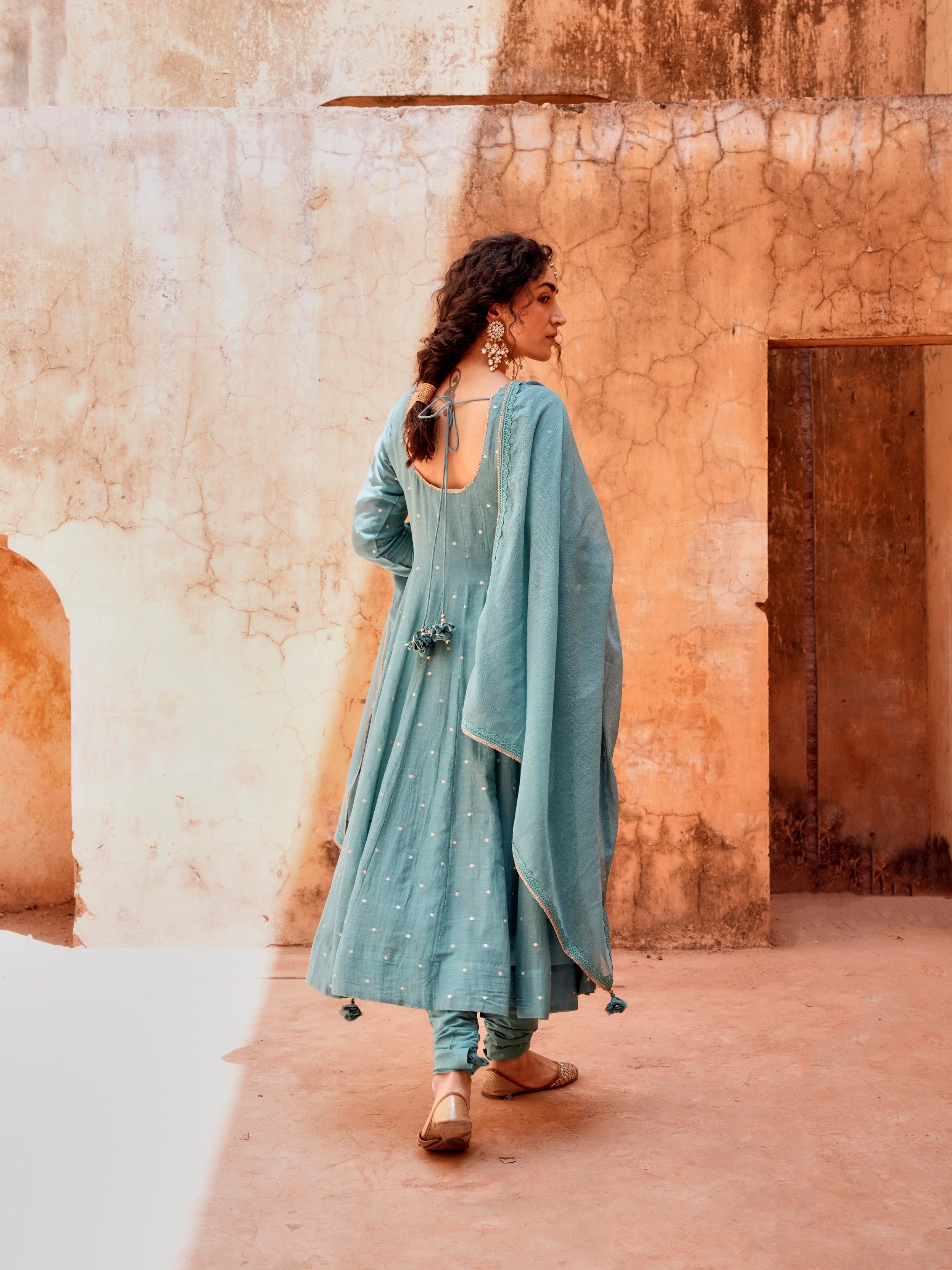 Teal Blue Anarkali Set
