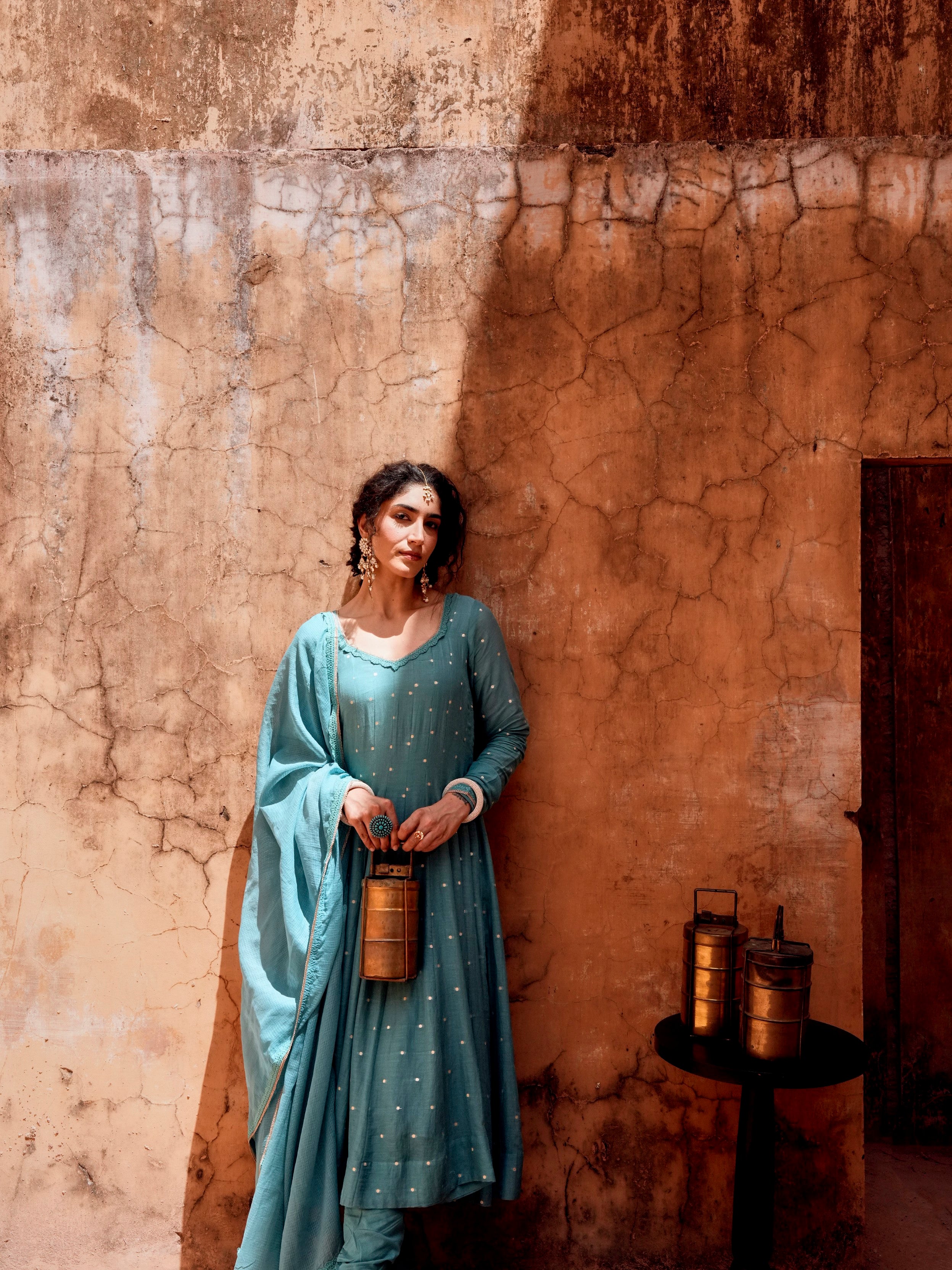 Teal Blue Anarkali Set