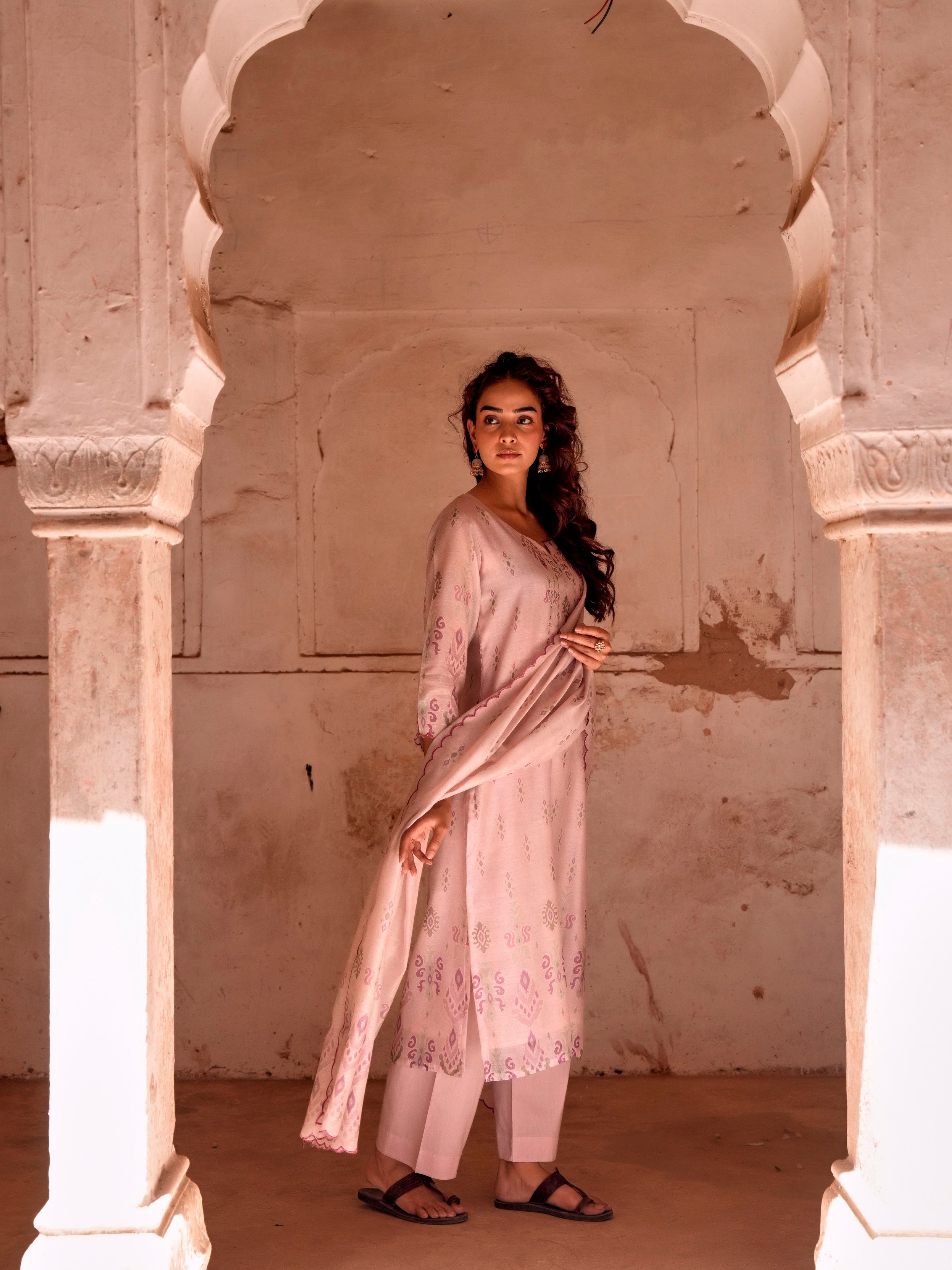 Dusty Pink Printed Pant Set