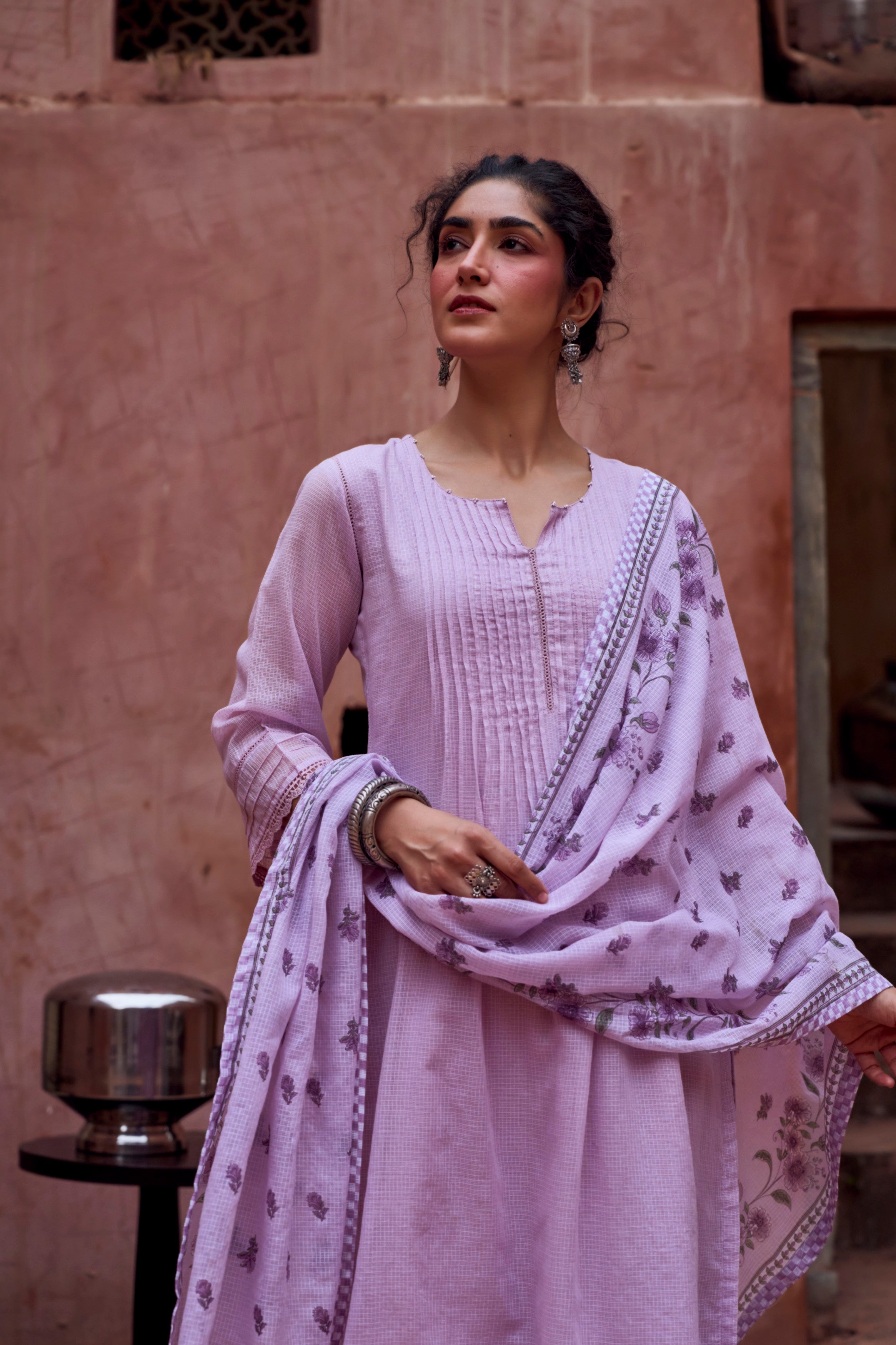 Lilac Kota Doria Pant Set