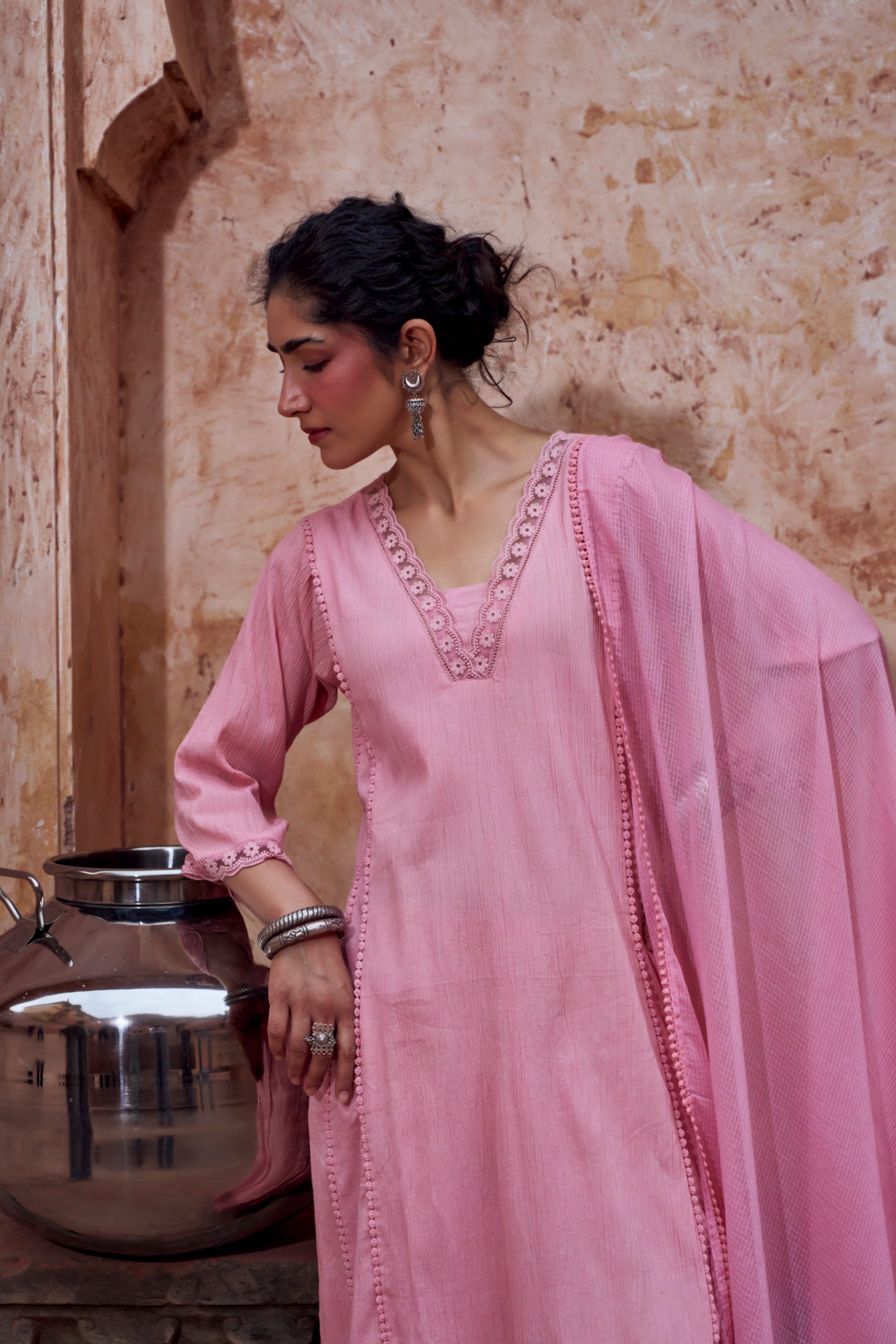 Blush Pink Cotton Pant Set