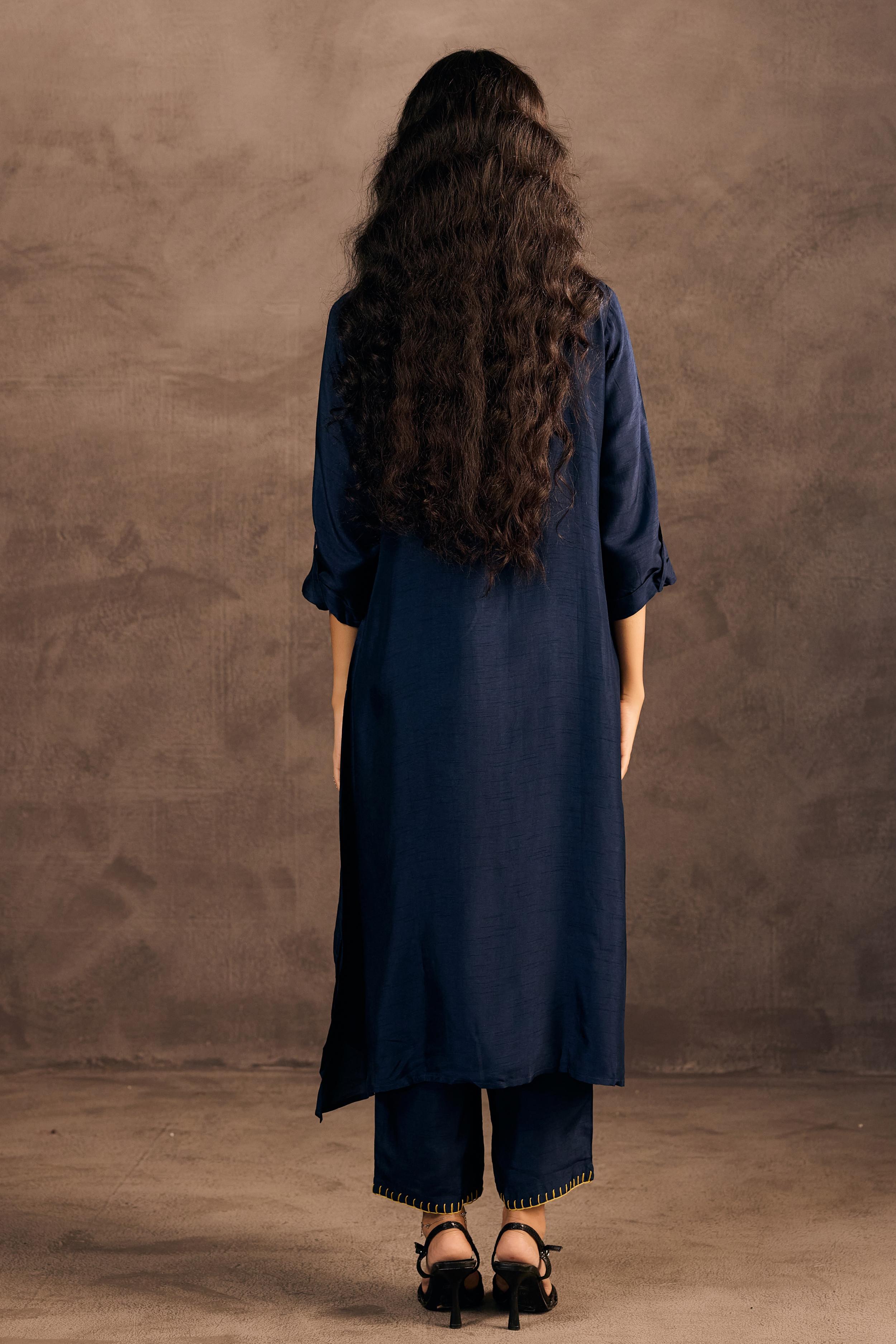 Celestial Blue Embellished Raw Silk Kurta Set