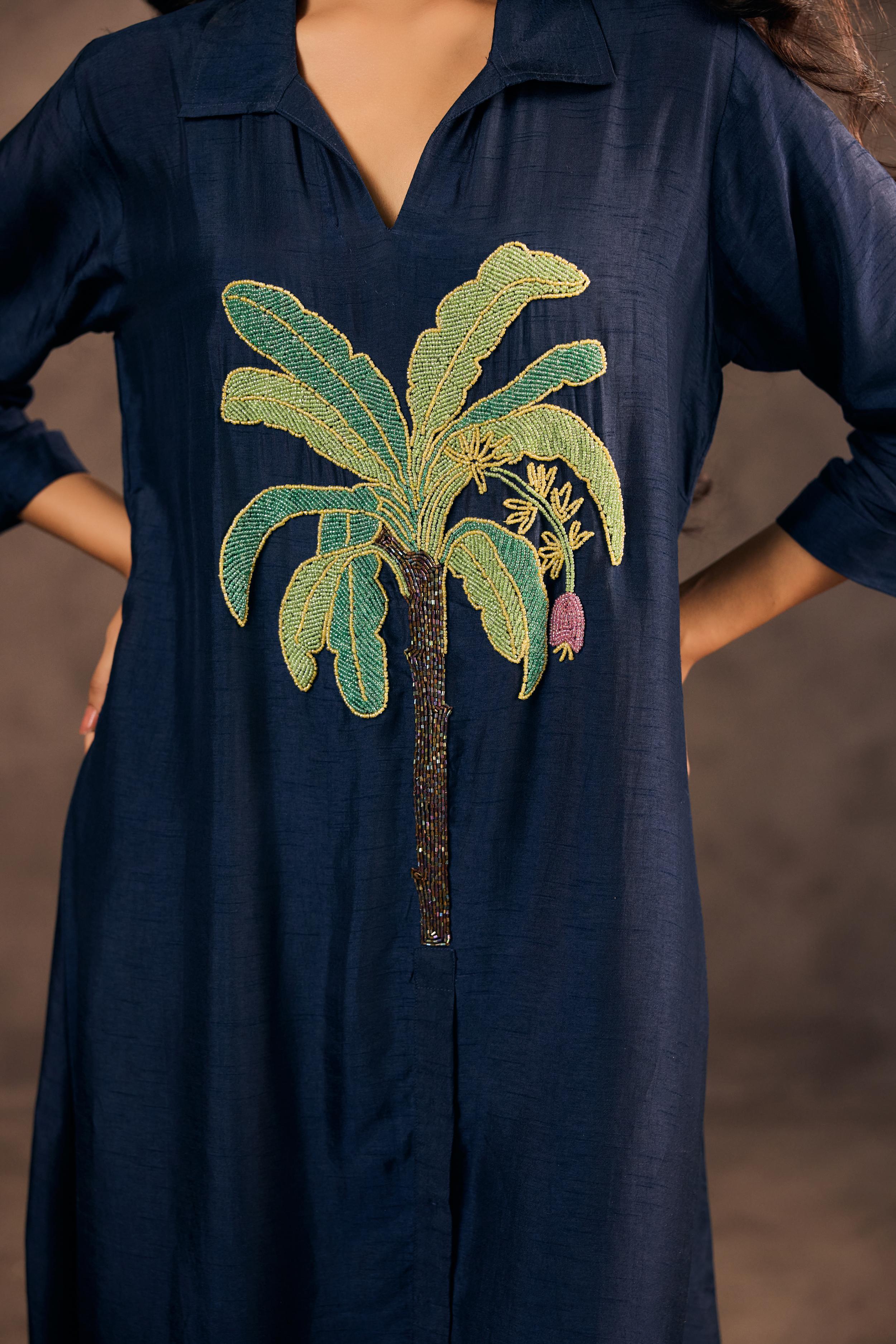 Celestial Blue Embellished Raw Silk Kurta Set