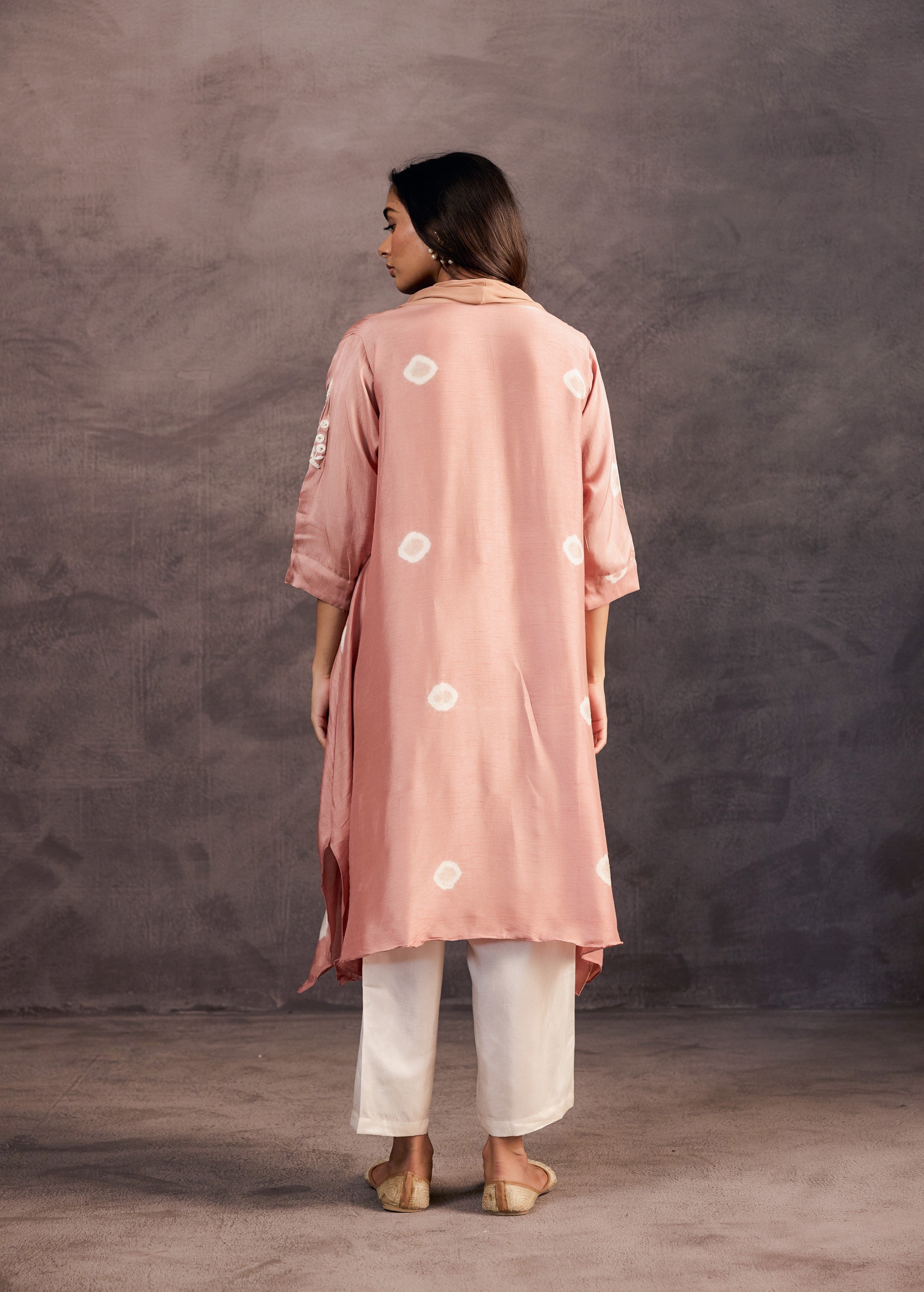 Blush Peach Embellished Raw Silk Kurta Set