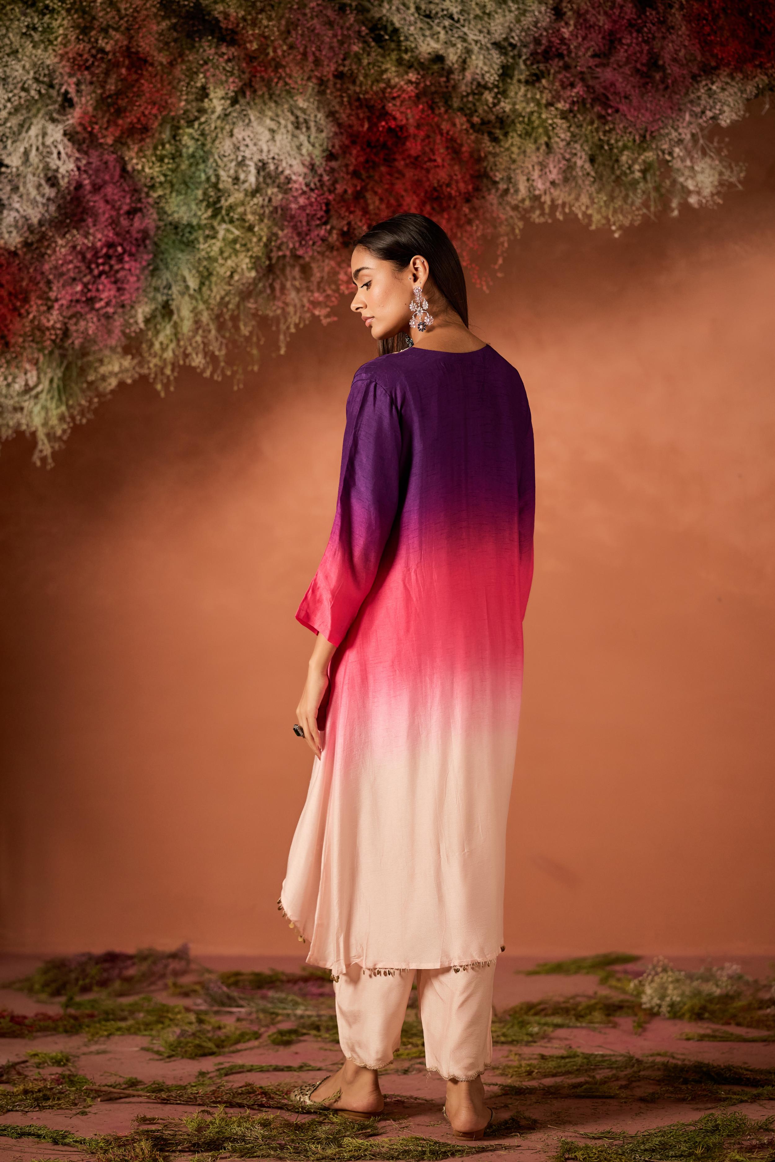 Blush Pink Embellished Raw Silk Kurta Set