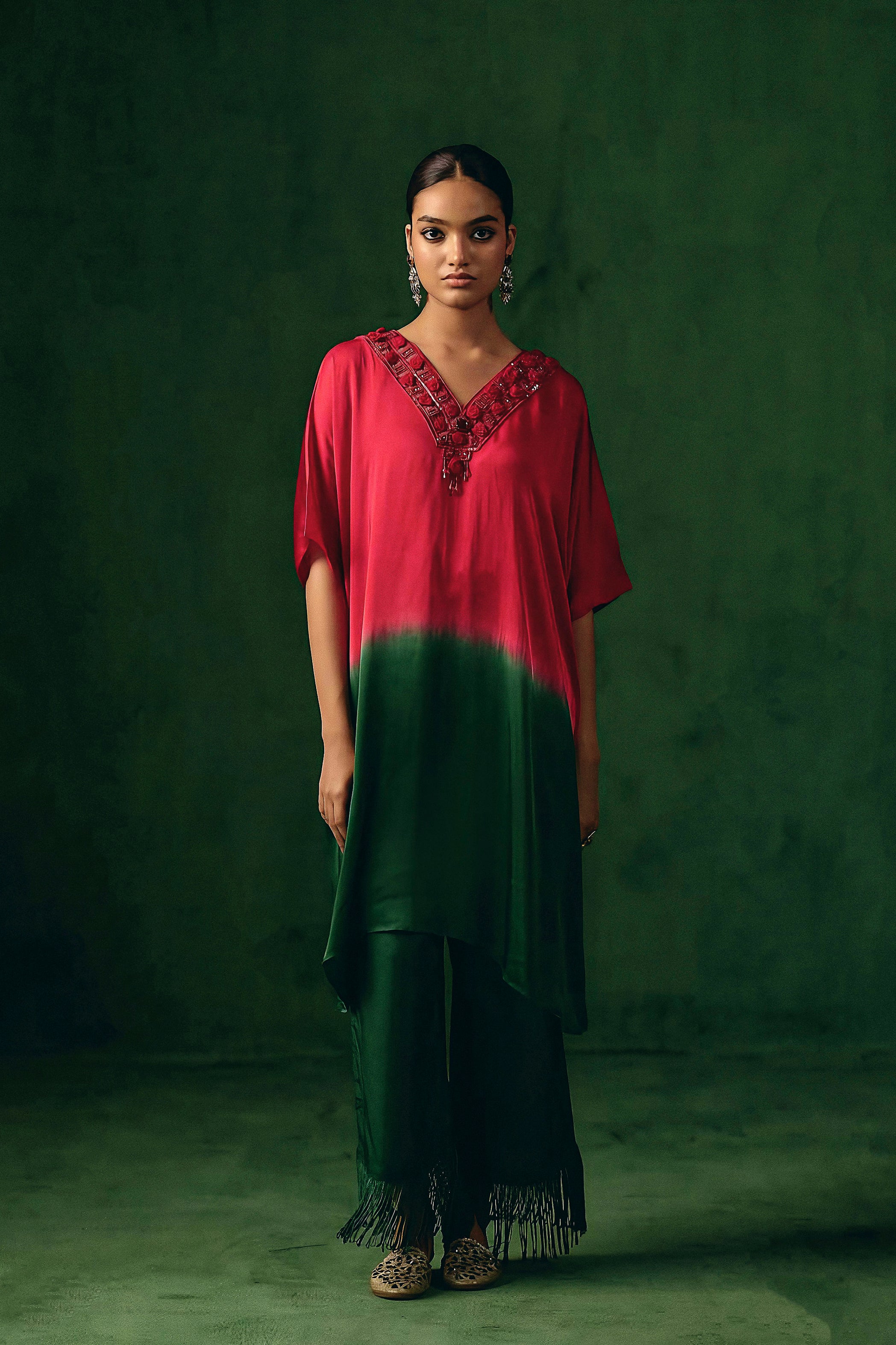 Pink Embellished Satin Silk Kurta Set