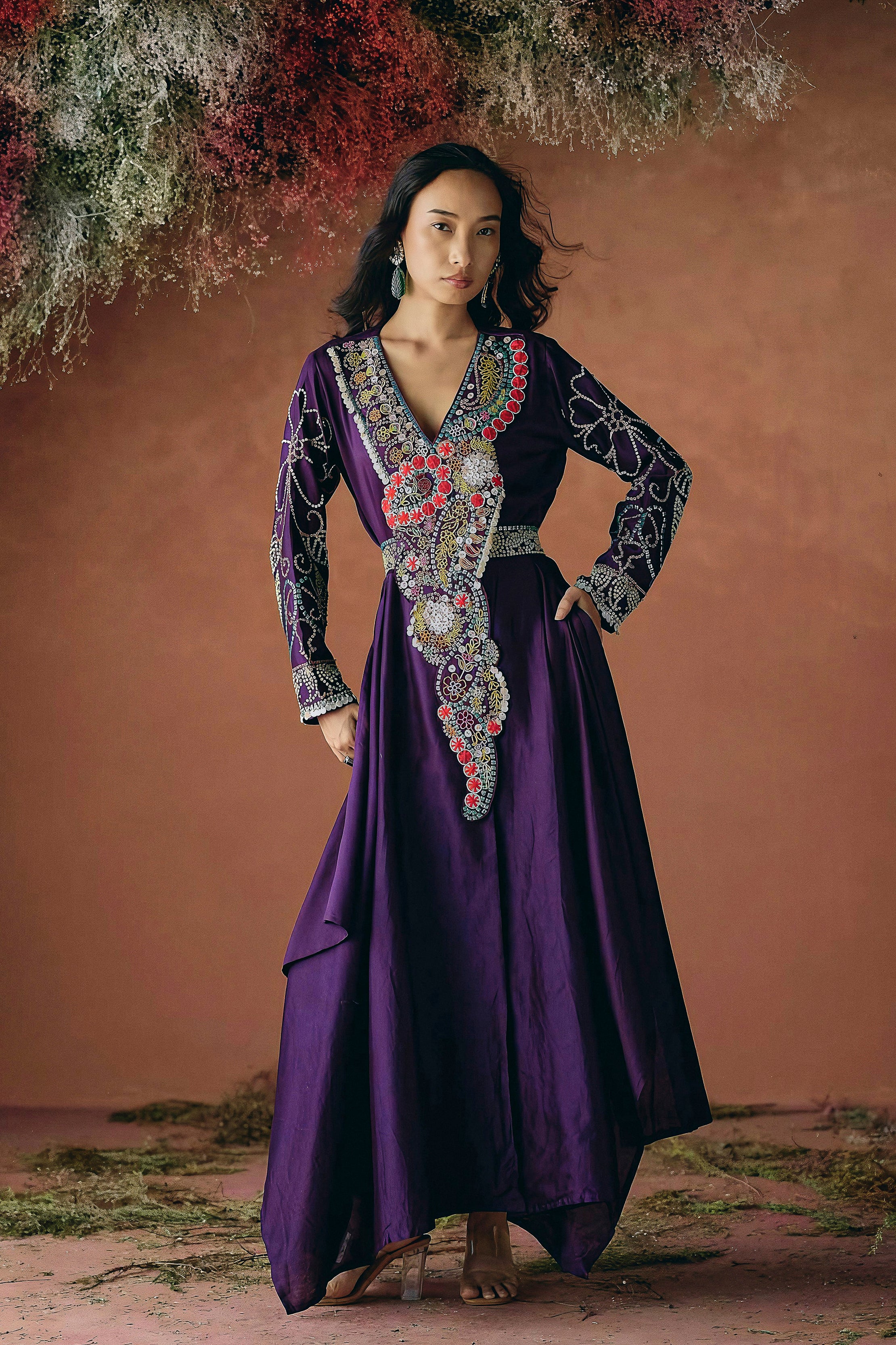 Royal Purple Embellished Premium Silk Kurta Set