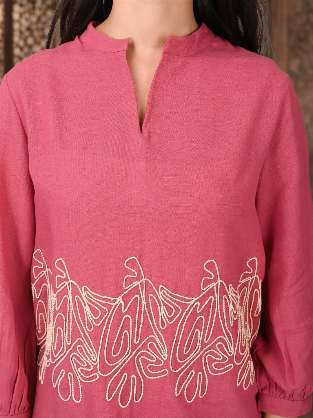 Dusky Rose Embroidered Cotton Co-Ord Set