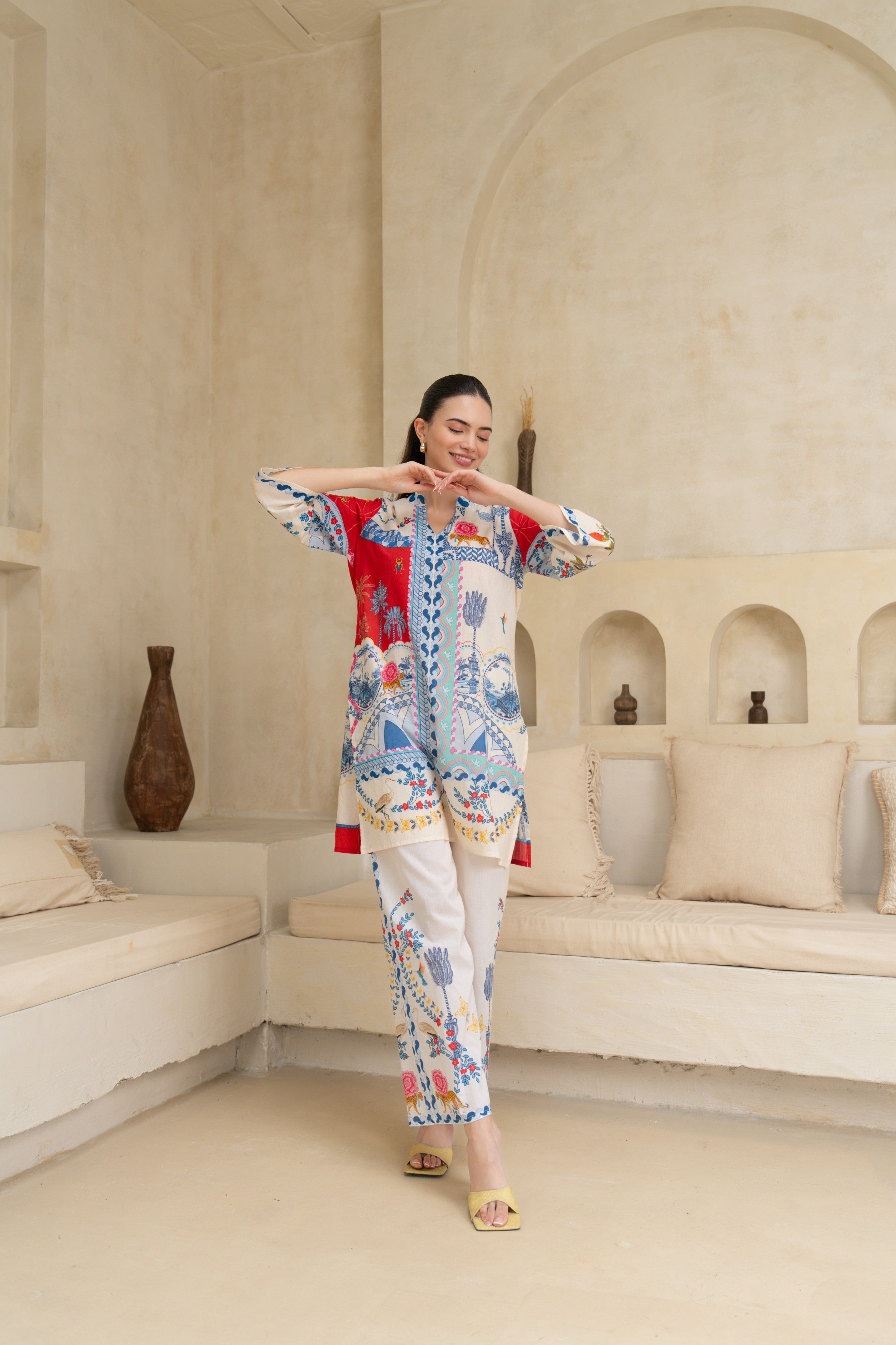Off-White Vintage Printed Co-Ord Set