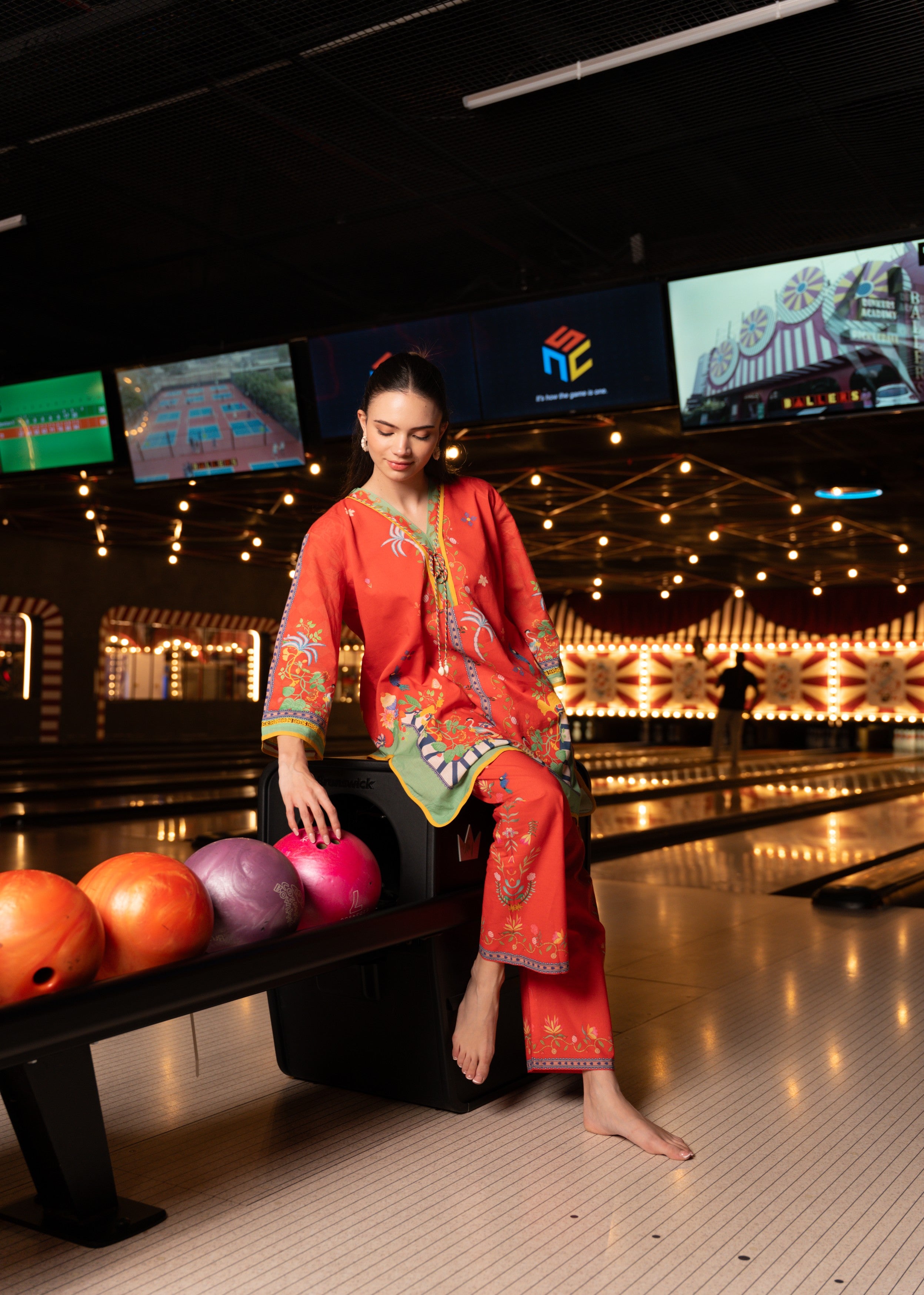 Crimson Oasis Printed Cotton Co-ord Set