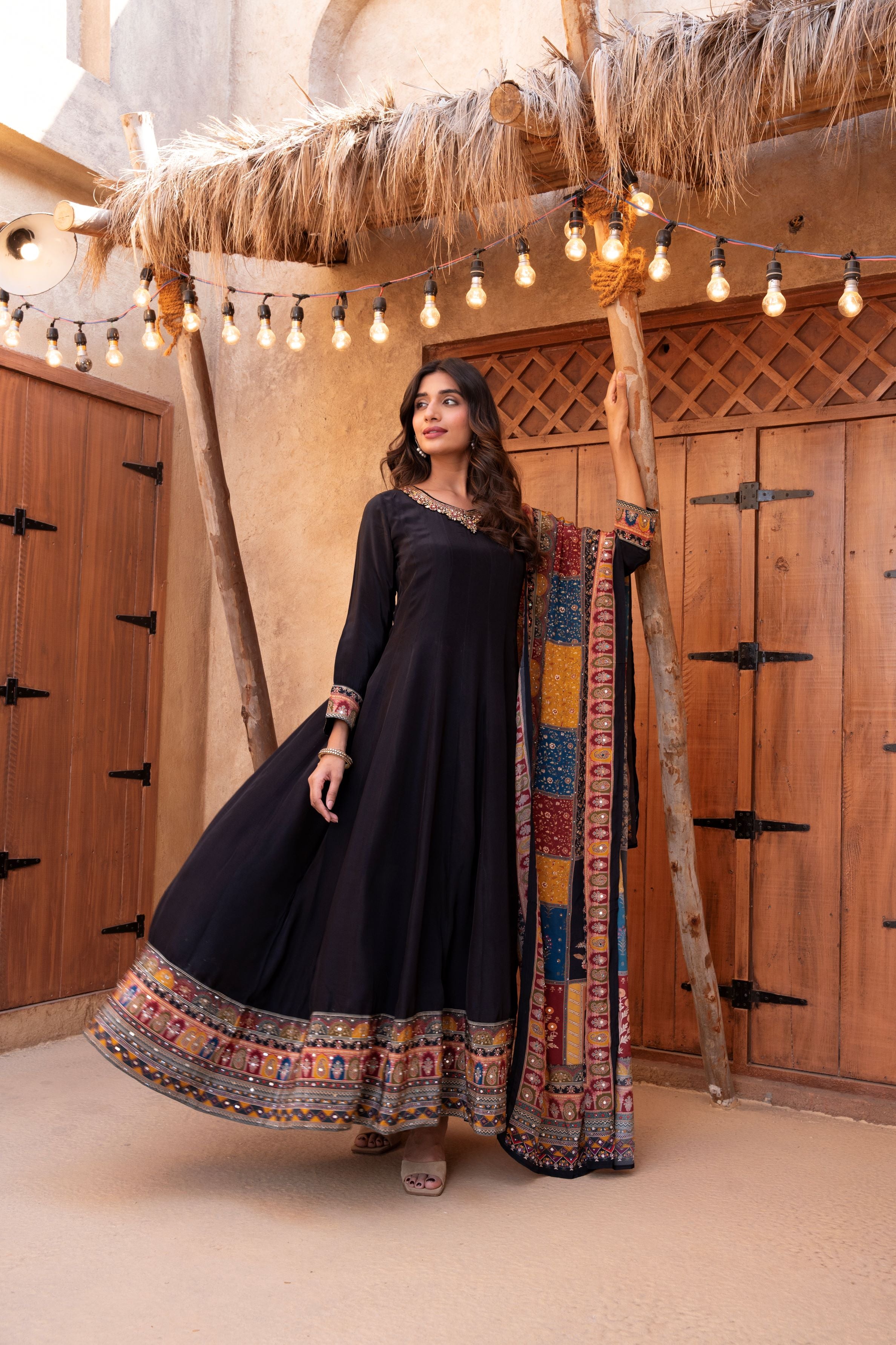 Royal Black Anarkali Set