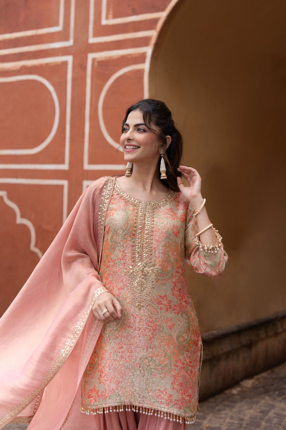 Candy Pink Embellished Crepe Silk Salwar Set