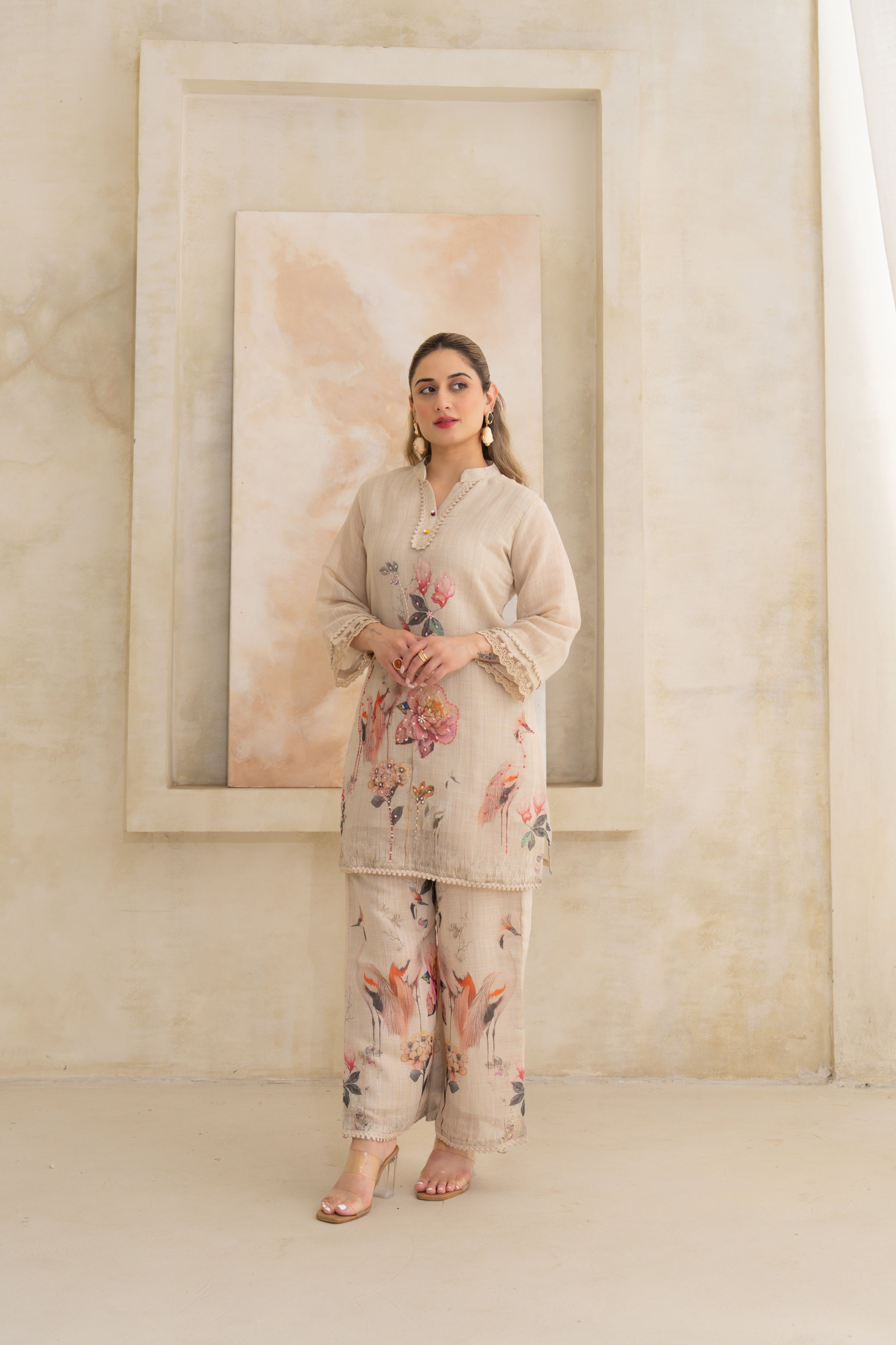 Luster Flora Printed Linen Co-Ord Set
