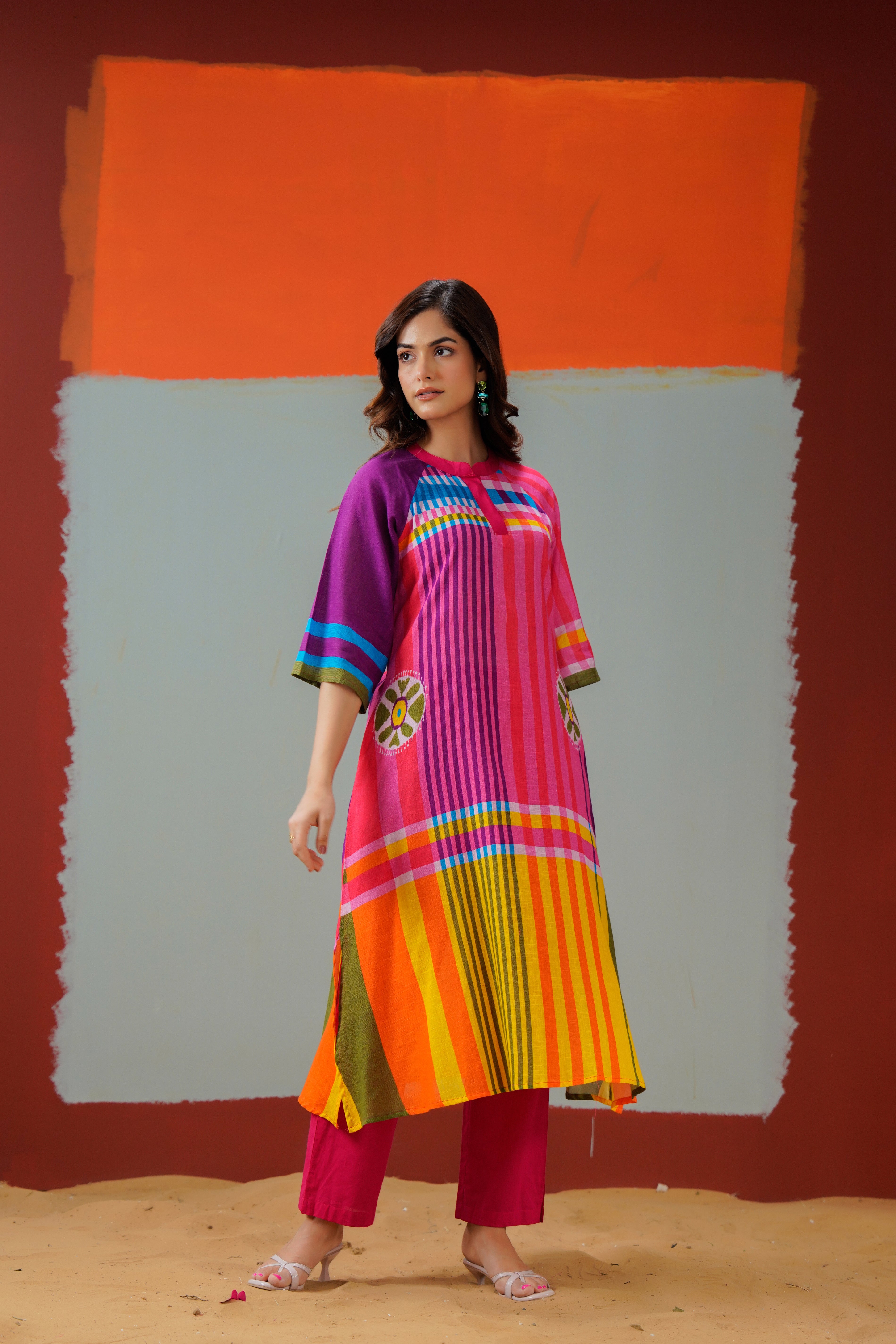 Prism Bloom Printed Cotton Kurta Set