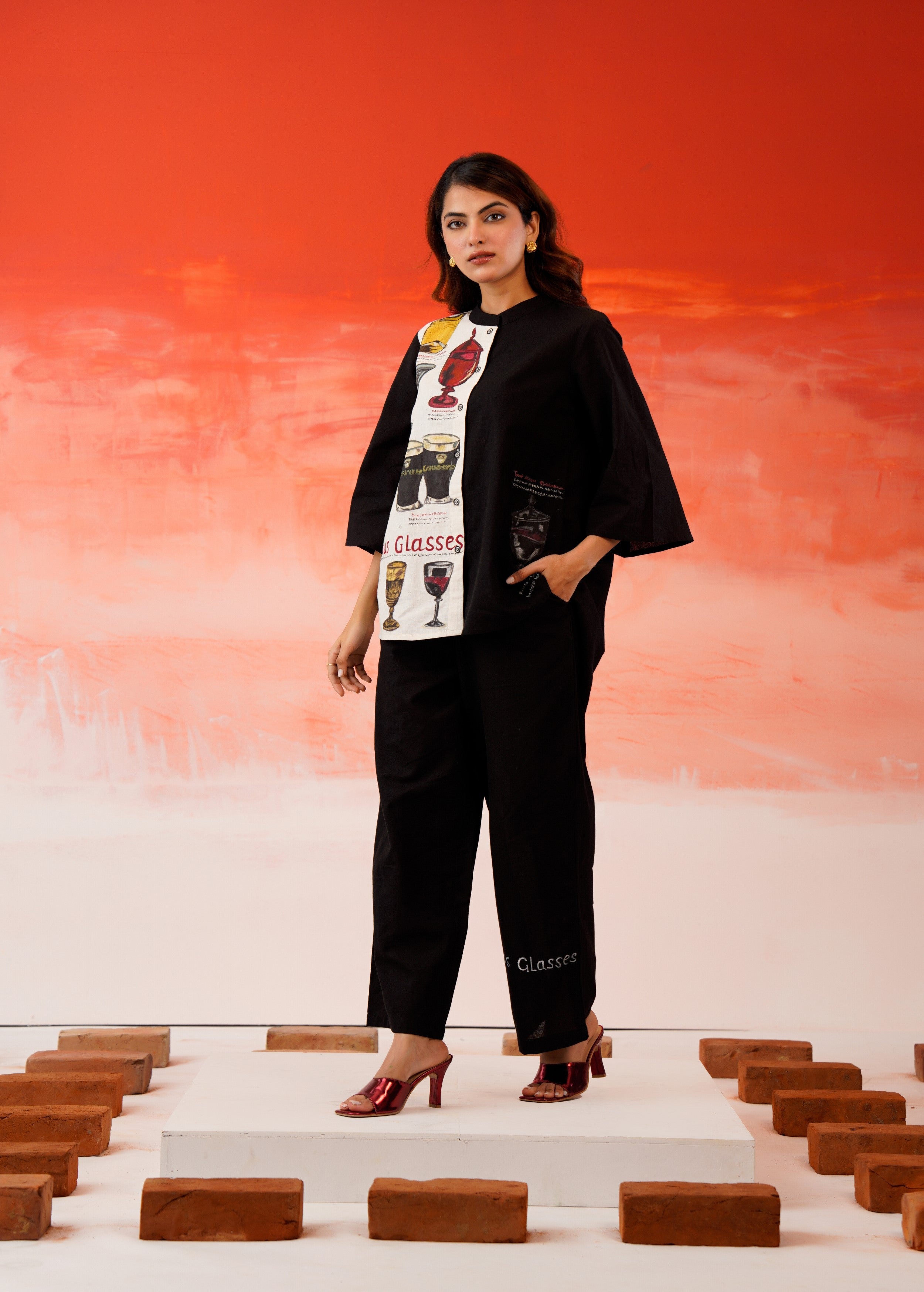 Black Hand-Painted Organic Cotton Co-Ord Set