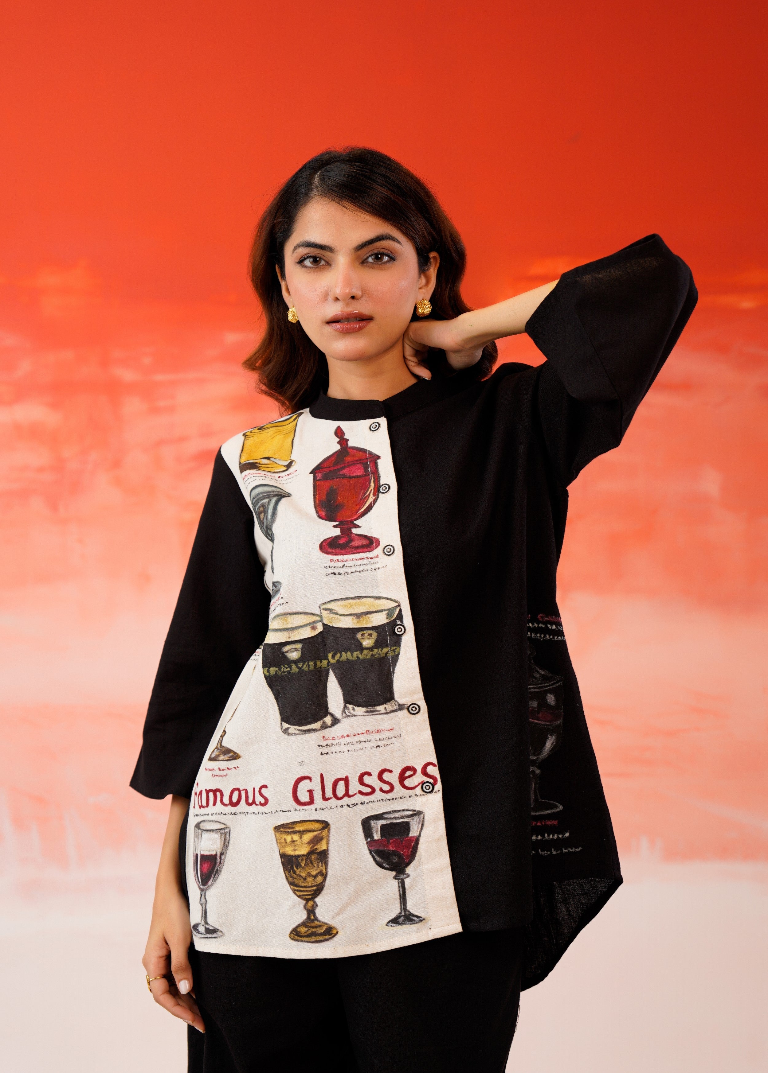 Black Hand-Painted Organic Cotton Co-Ord Set